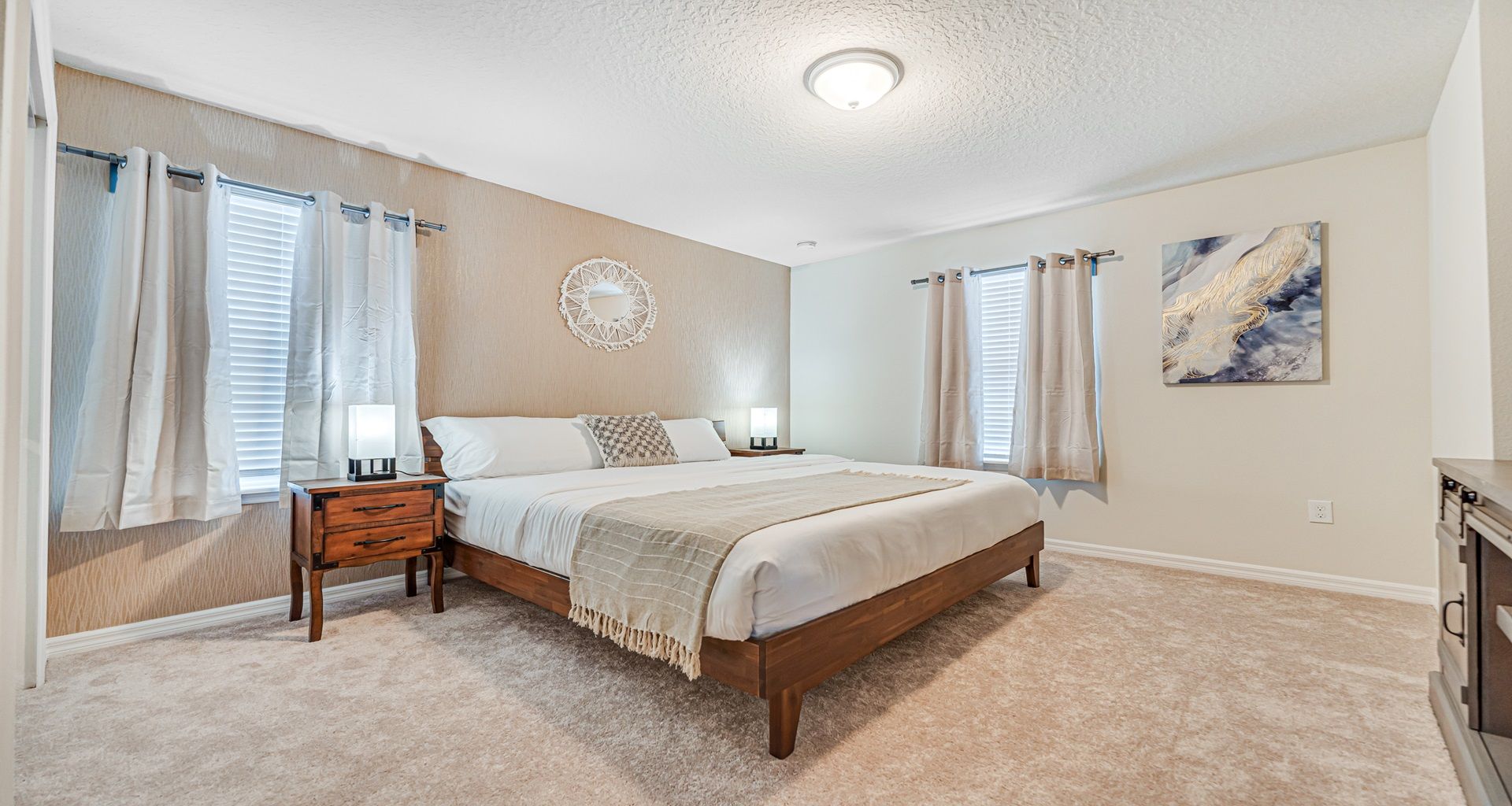 Cozy bedroom adorned in warm cream colors