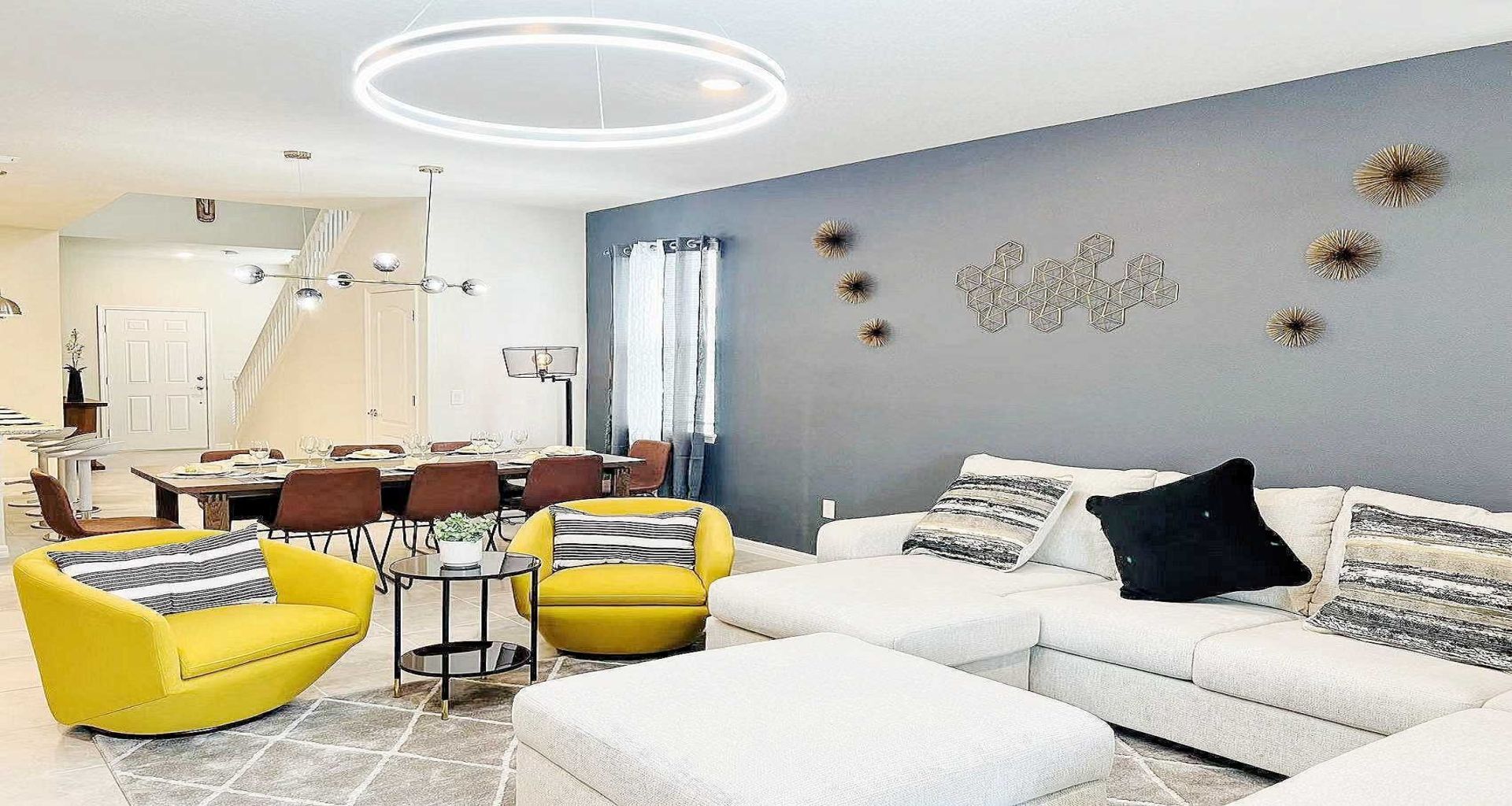 Sophisticated living room, plush furnishings, creating comfort