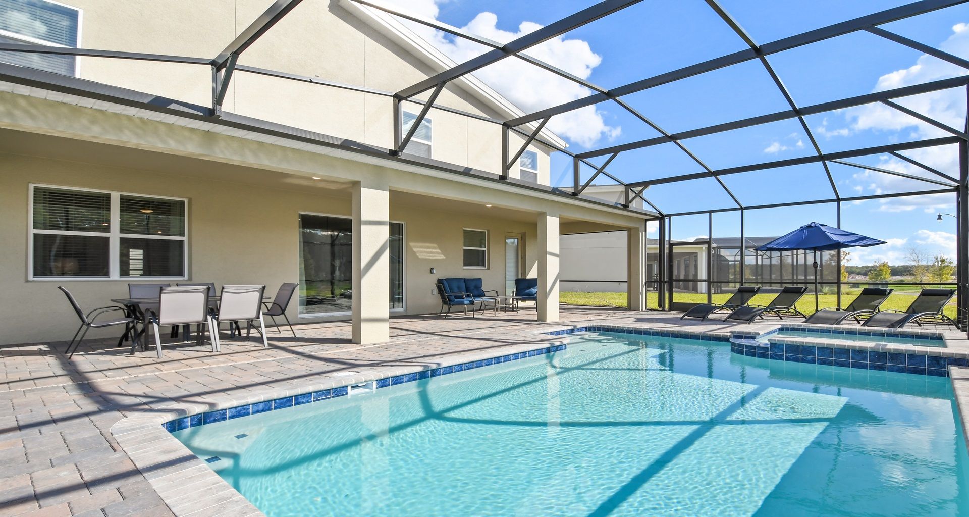 Experience the breathtaking beauty of nature with your own private pool, offering stunning views of lush green surroundings