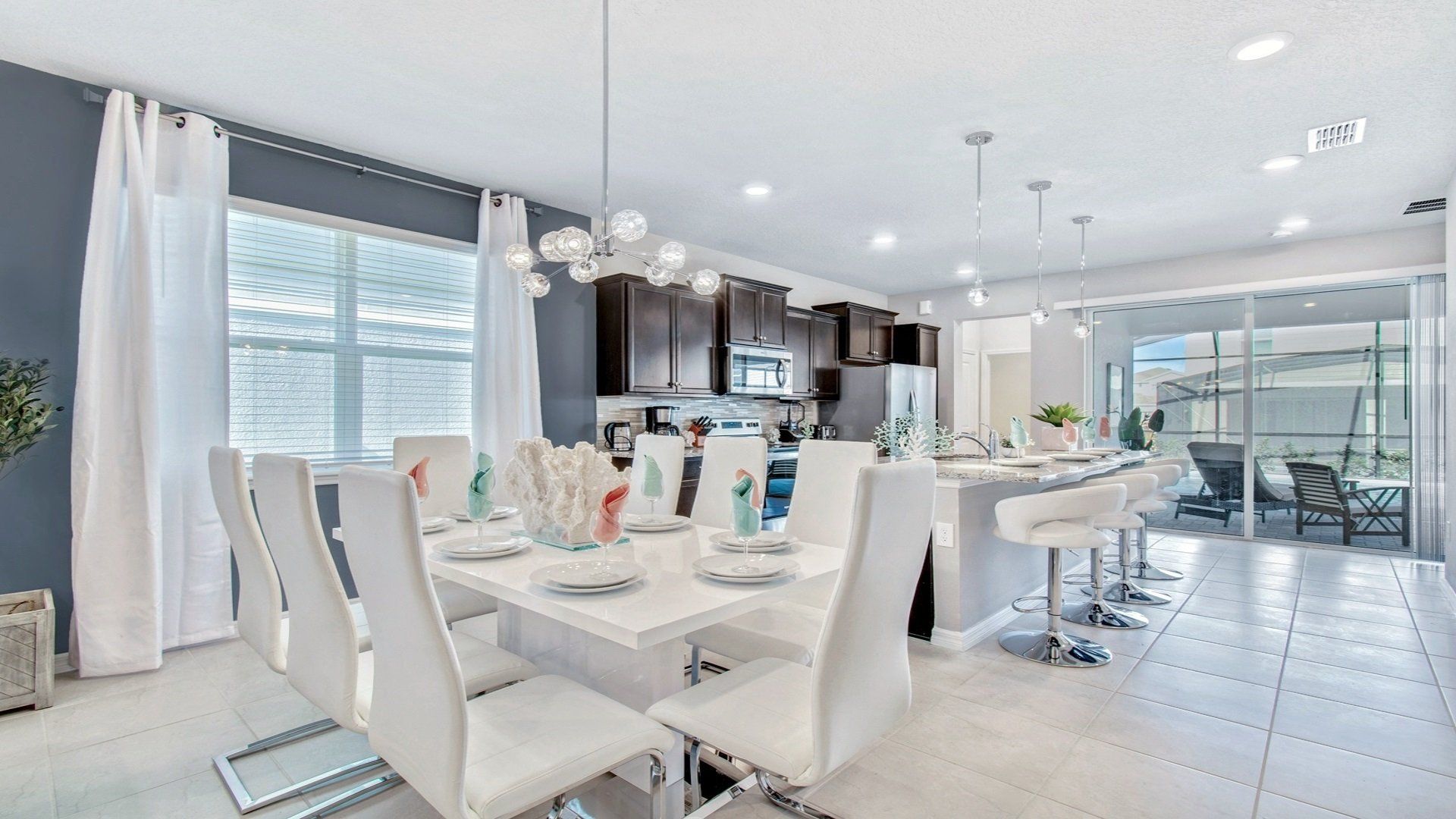 Dining Table: Spacious and inviting, 8-seater table.