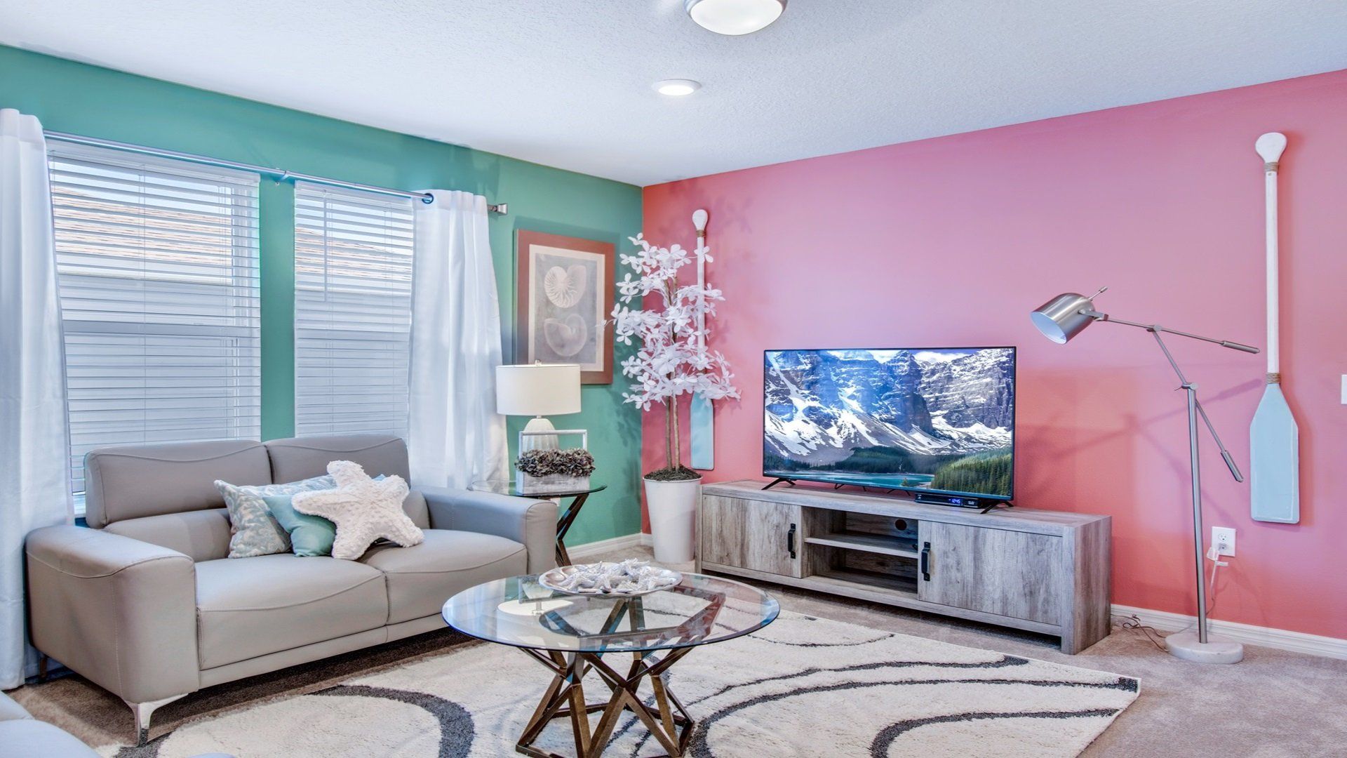 Upstairs loft room with comfortable couches.