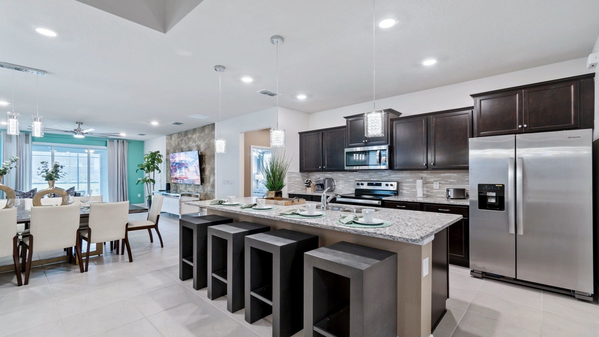 Kitchen providing tons of cooking space.