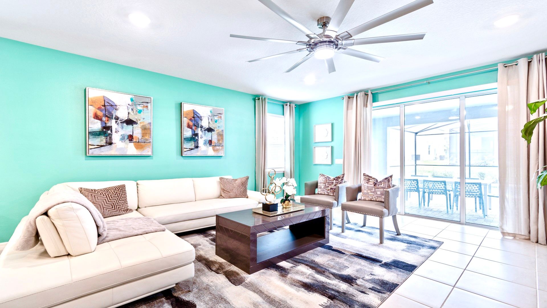 Nice living room next to glass sliding doors allows great sunlight.