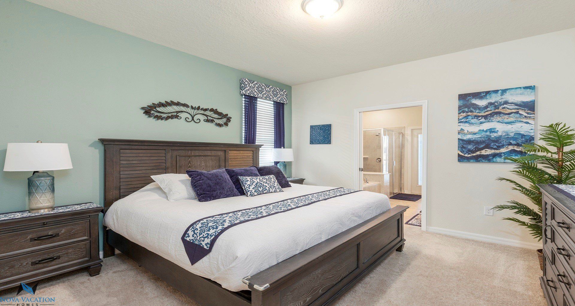 Restful retreat: cozy bed & nightstand for bedtime essentials.