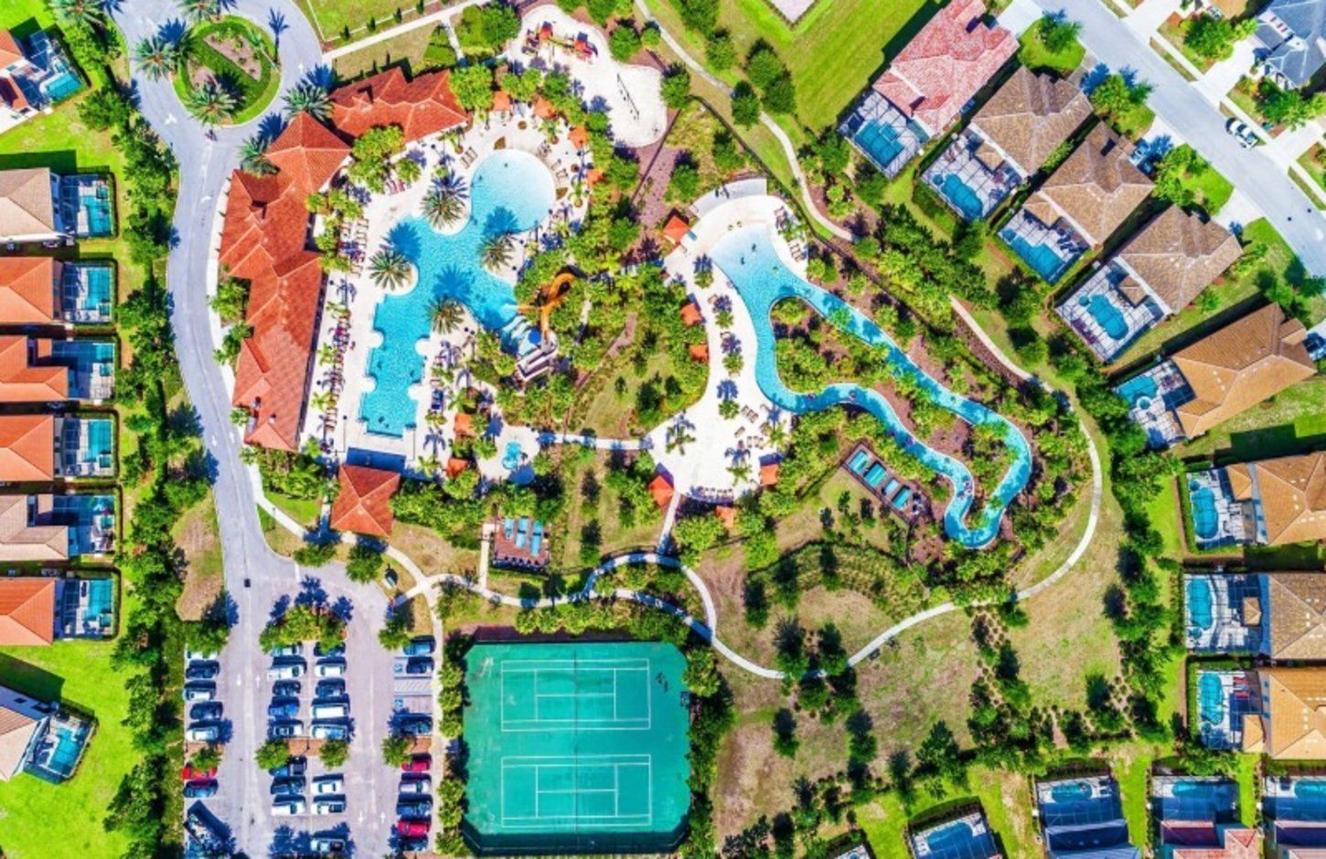 Aerial view of an amazing pools at Solterra Resort!