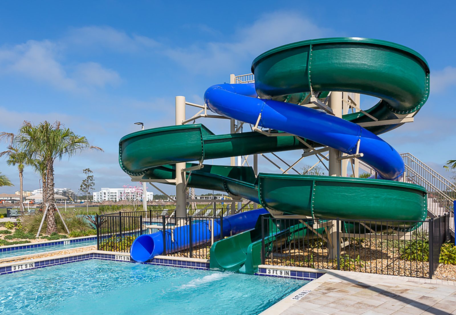 Enjoy exhilarating fun with water slides.