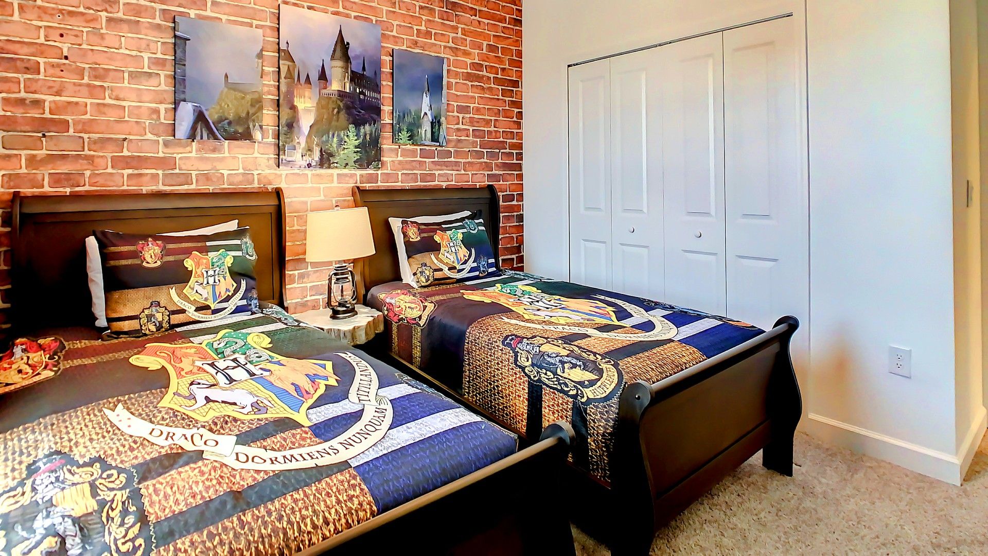 Step into a magical realm! This enchanting, wizard-themed bedroom is perfect for fans of all ages seeking a fantasy-filled escape.