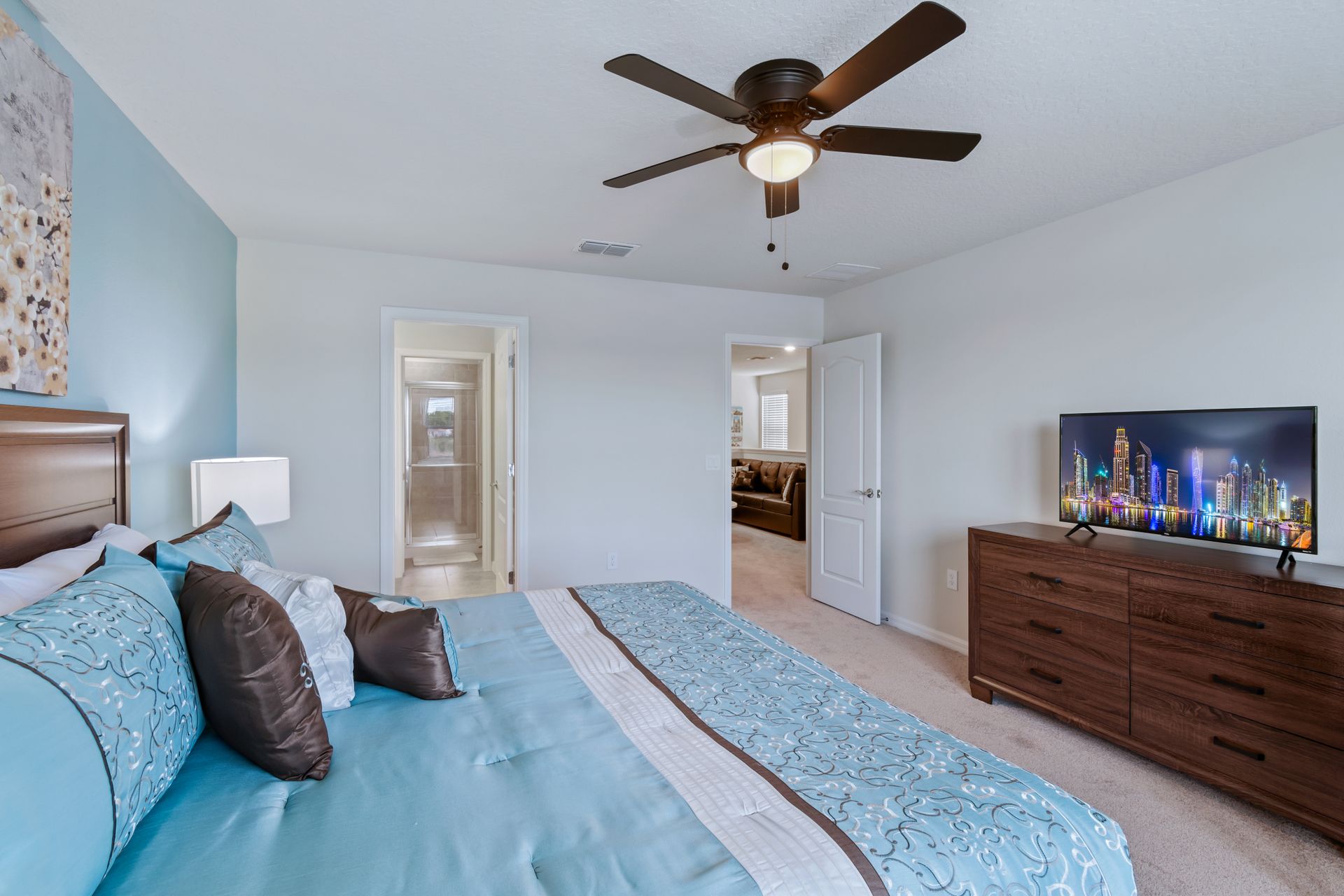 Every bed in the home is adorned with plush, hotel-quality linens and bedding, ensuring a comfortable and luxurious sleep.