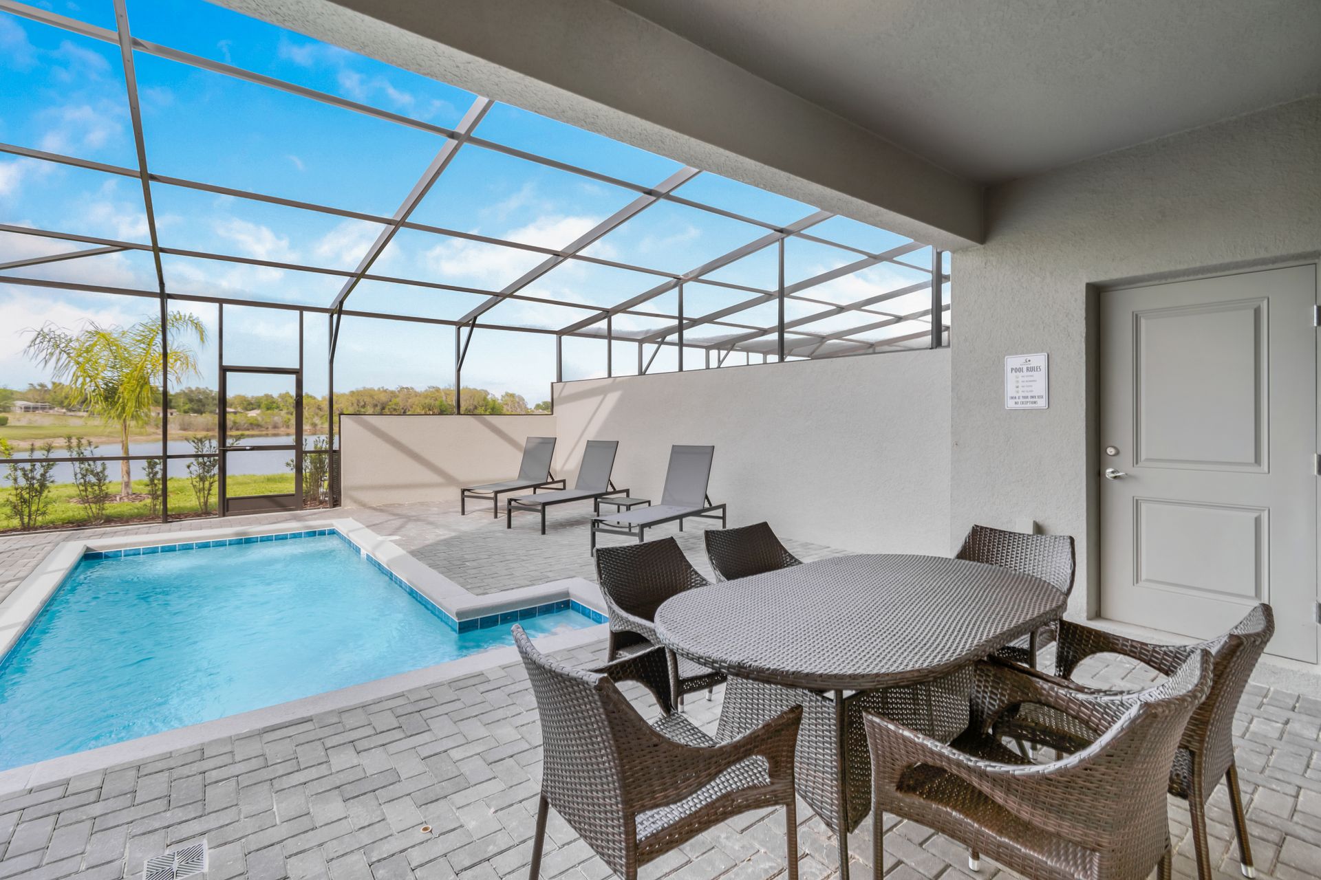 Poolside outdoor seating, creating a perfect setting for relaxation and enjoyment in the open air