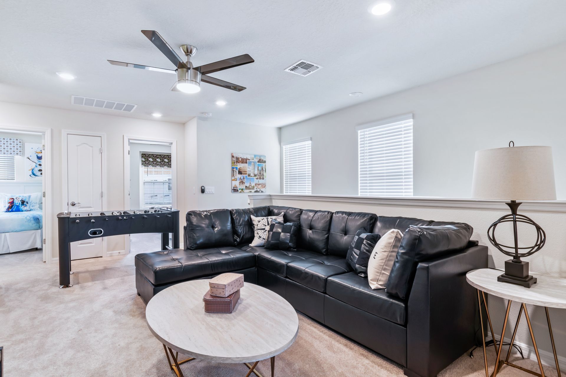 Enjoy a friendly game of pool with friends in the upstairs game loft, creating a lively and entertaining atmosphere