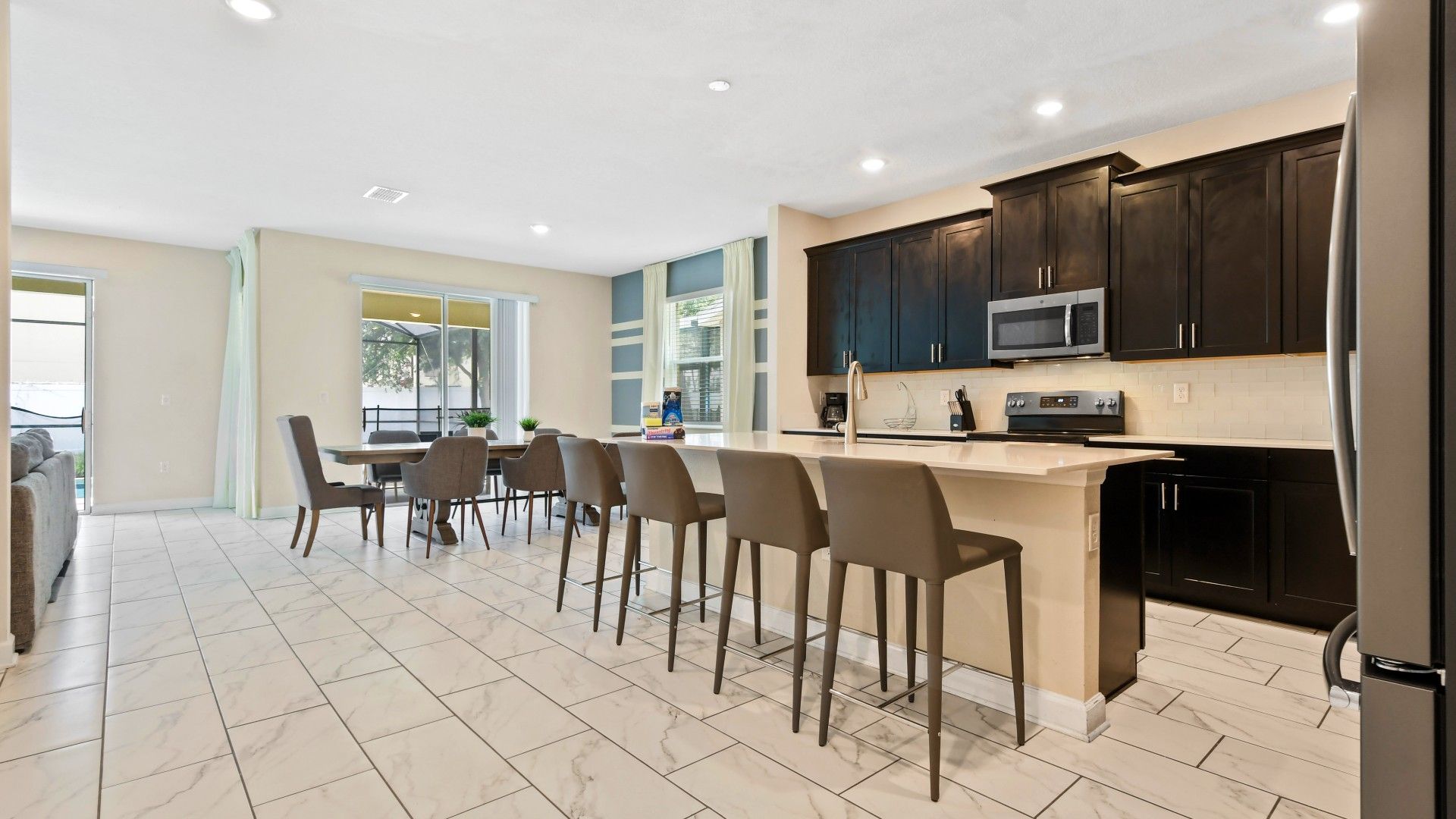 Sit up at the breakfast bar and keep the chef company