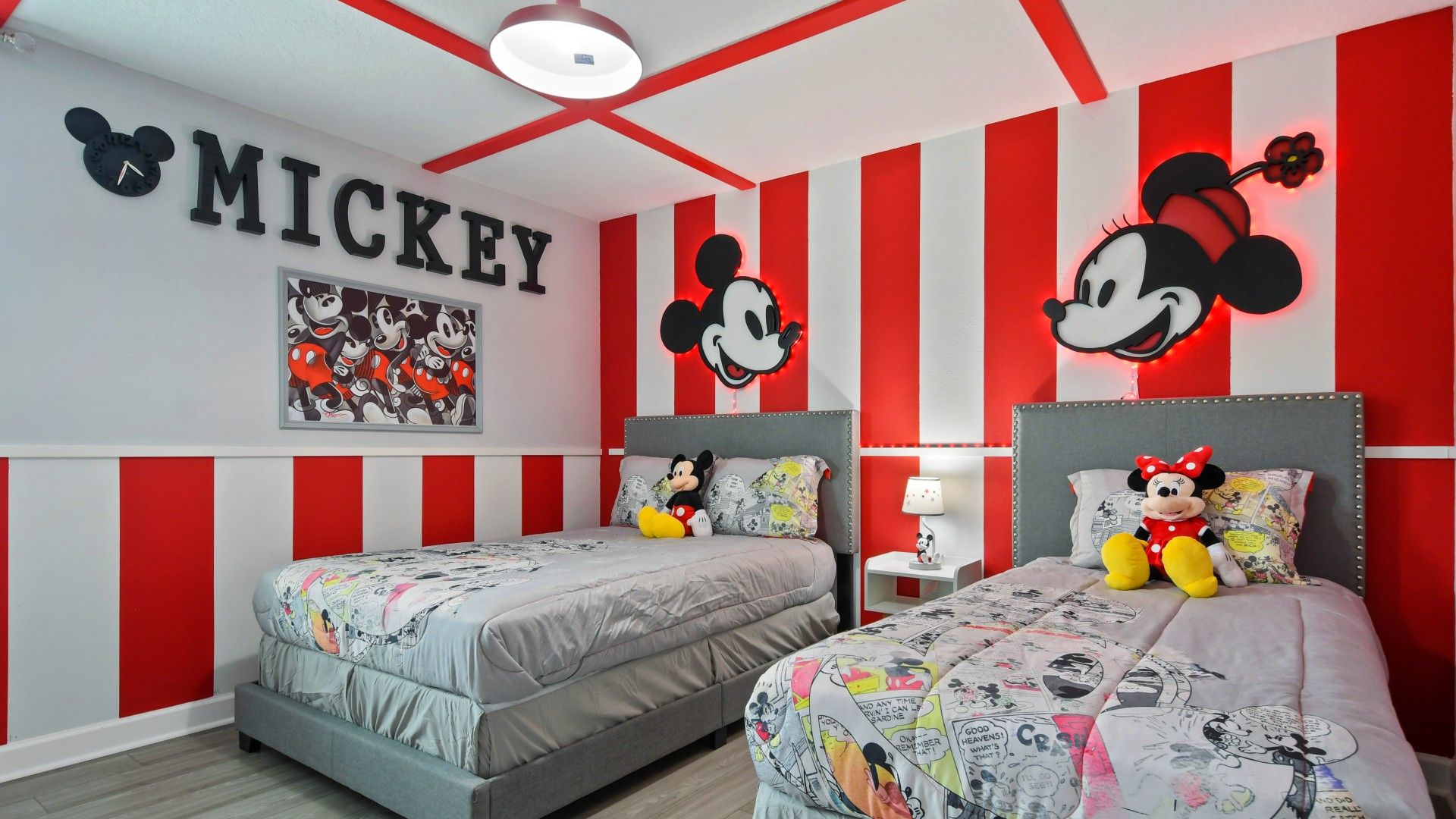Kids will have fun in this Mickey bedroom with beautiful lights