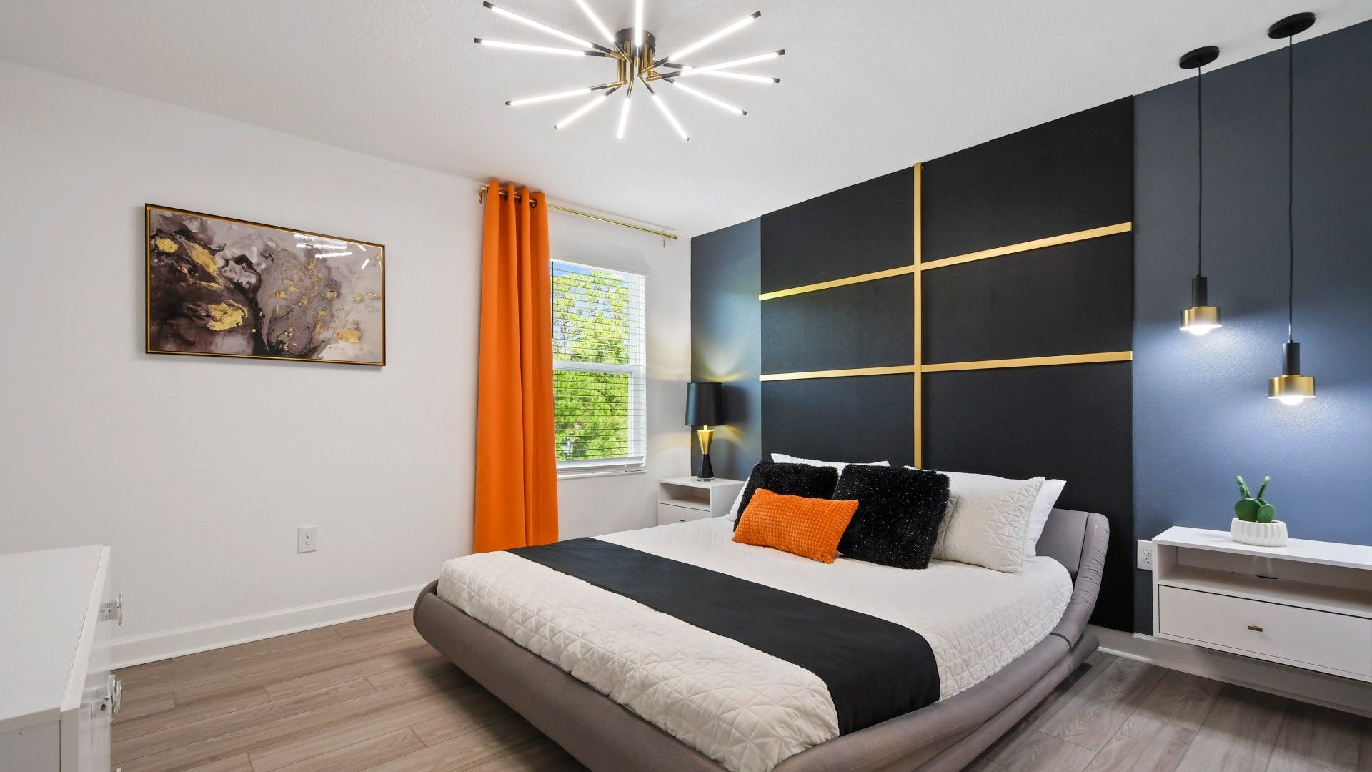 Drift into a peaceful sleep in our cozy bedroom, ensuring a restful night's sleep during your stay.