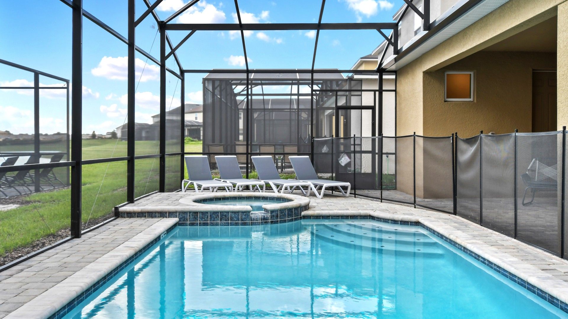 Indulge in the luxury of your own private pool with breathtaking views overlooking the serene lake.