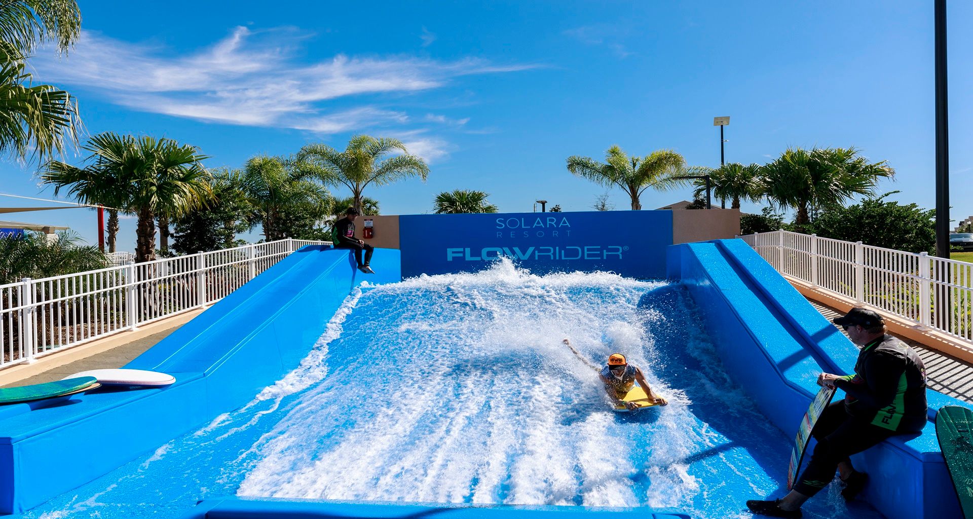 Ride the waves on the FlowRider® at Solara Resort's water park!