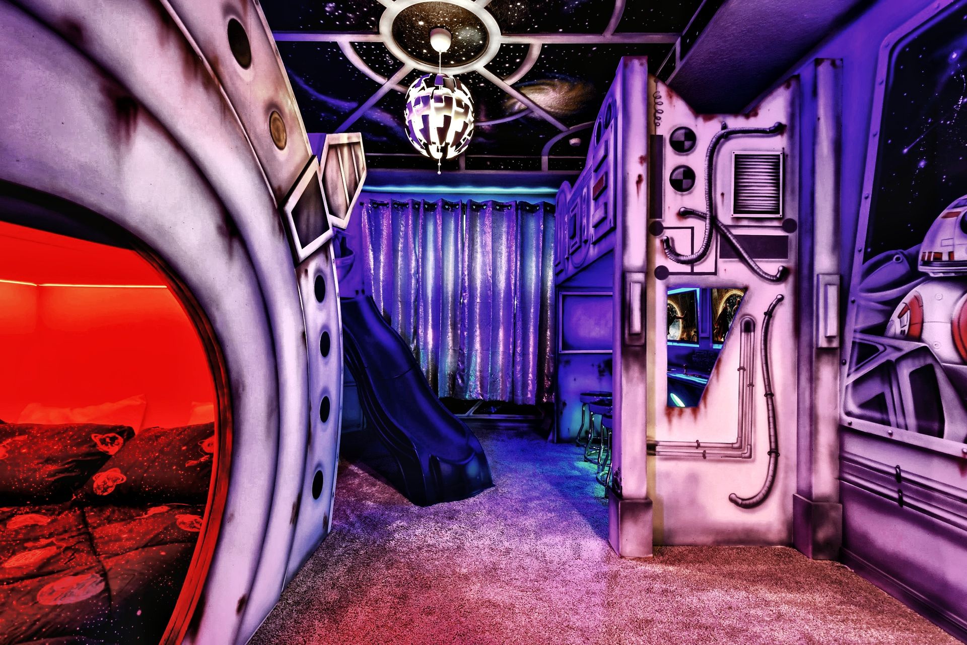Galactic Star Wars Room: Futuristic Beds, Slides & Space Vibes!
