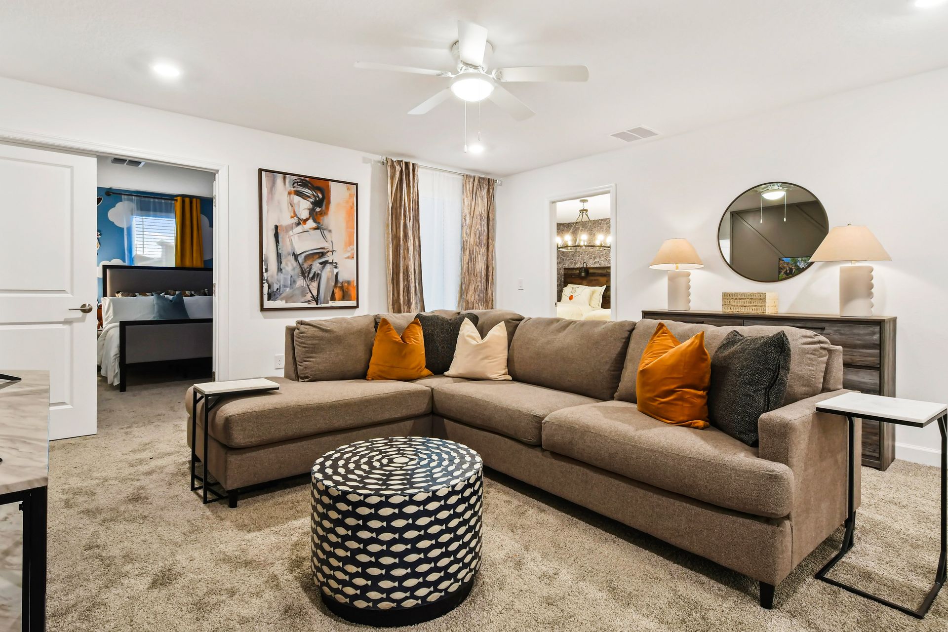 Relax in the upstairs lounge on the soft luxury sofas