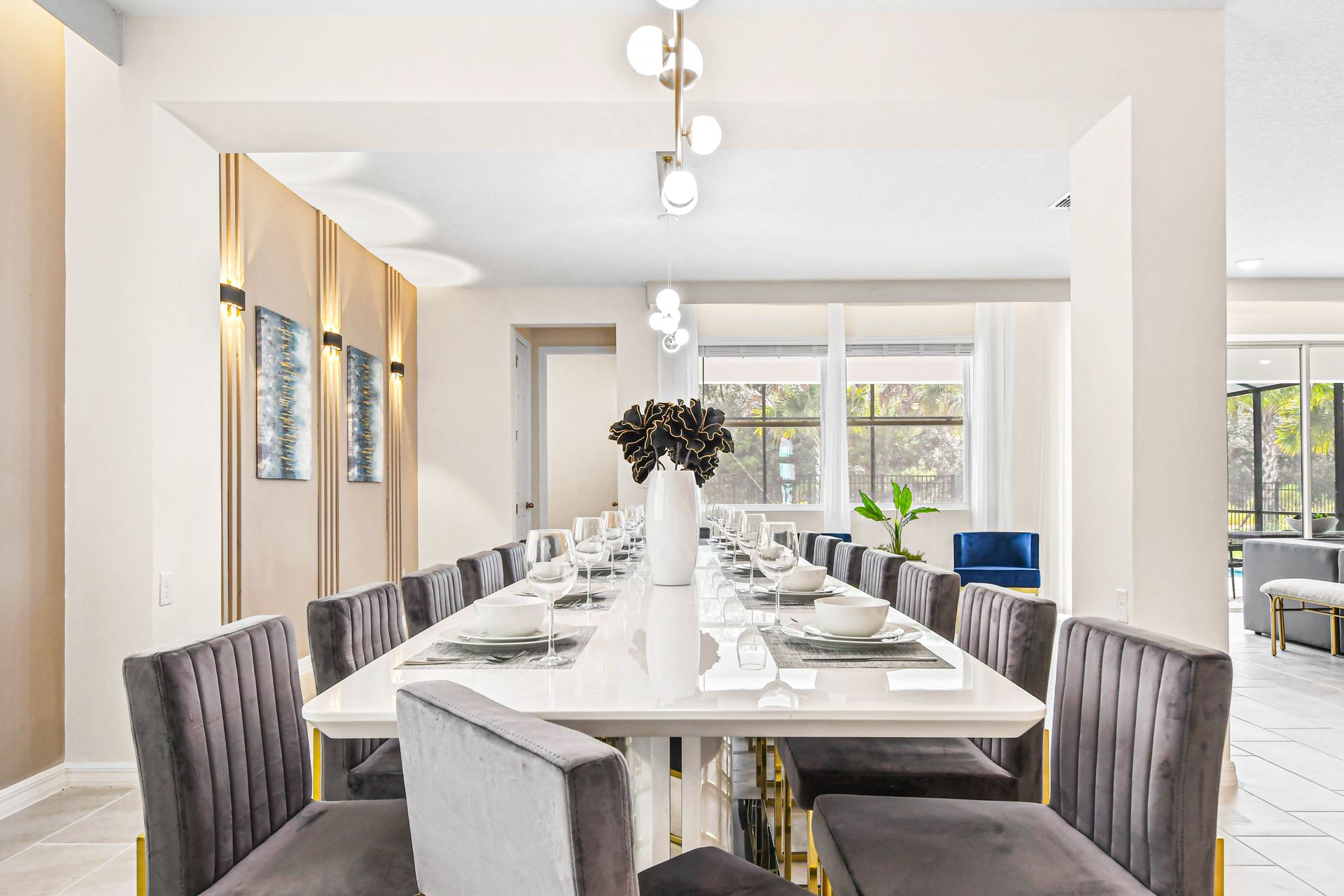 Ample and spacious, providing a generous area for comfortable dining and enjoyable gatherings