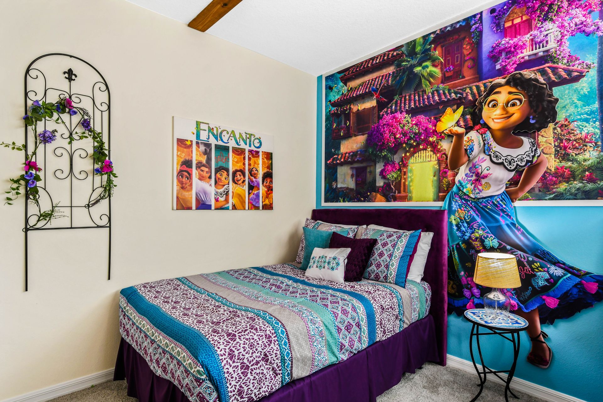 Vibrant Encanto-themed bedroom with colorful decor and magical charm!