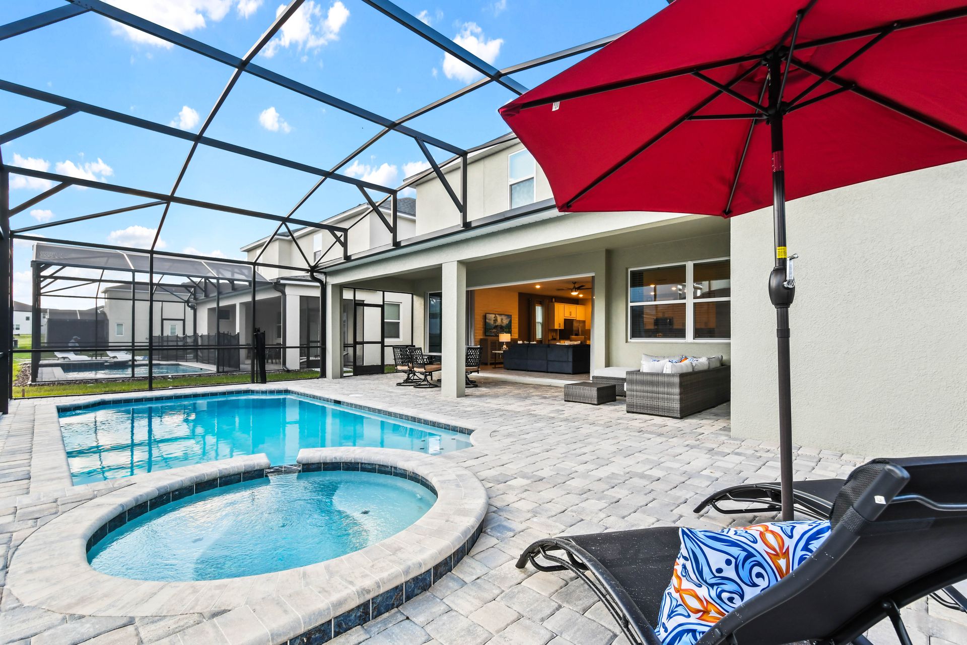 Relax by the private pool & spa with spacious outdoor seating