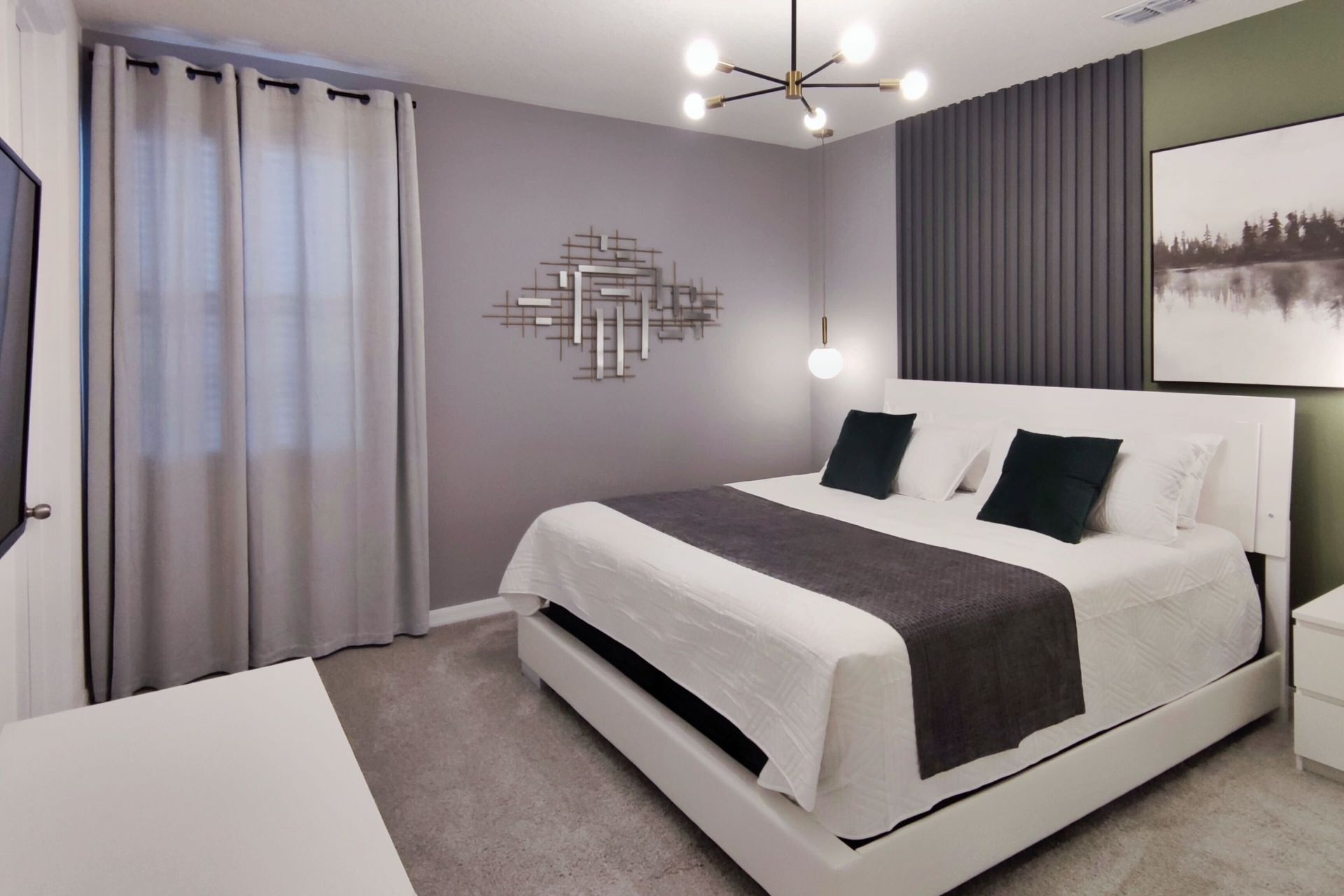 Modern minimalist bedroom with cozy vibes and stylish lighting!