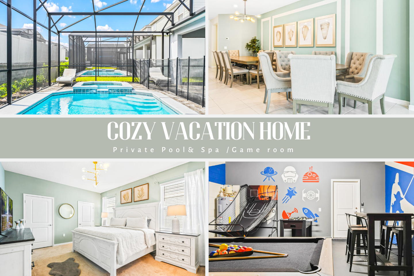 Fun for all! Game room, pool & cozy living spaces