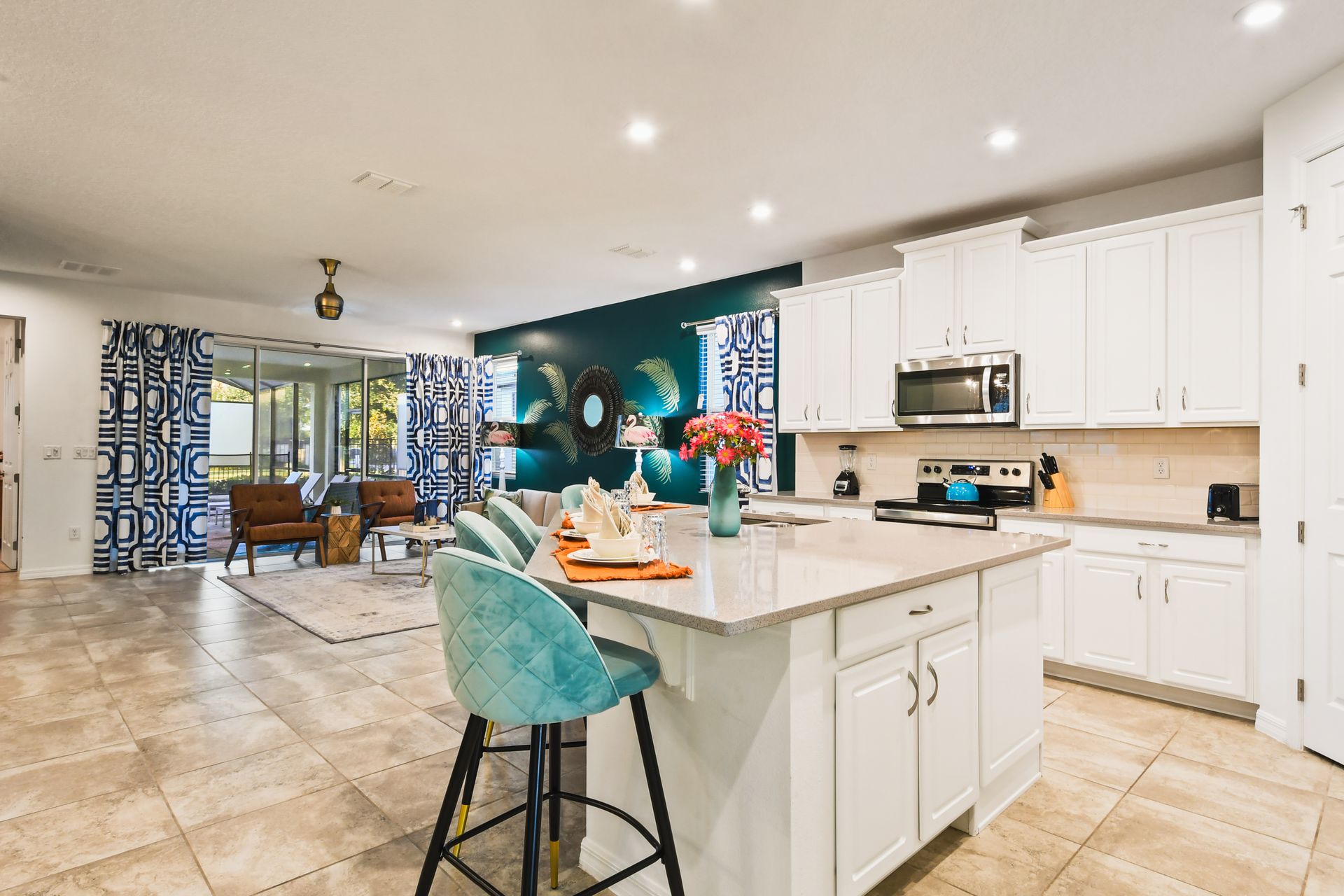 Sit up at the breakfast bar and keep the chef company