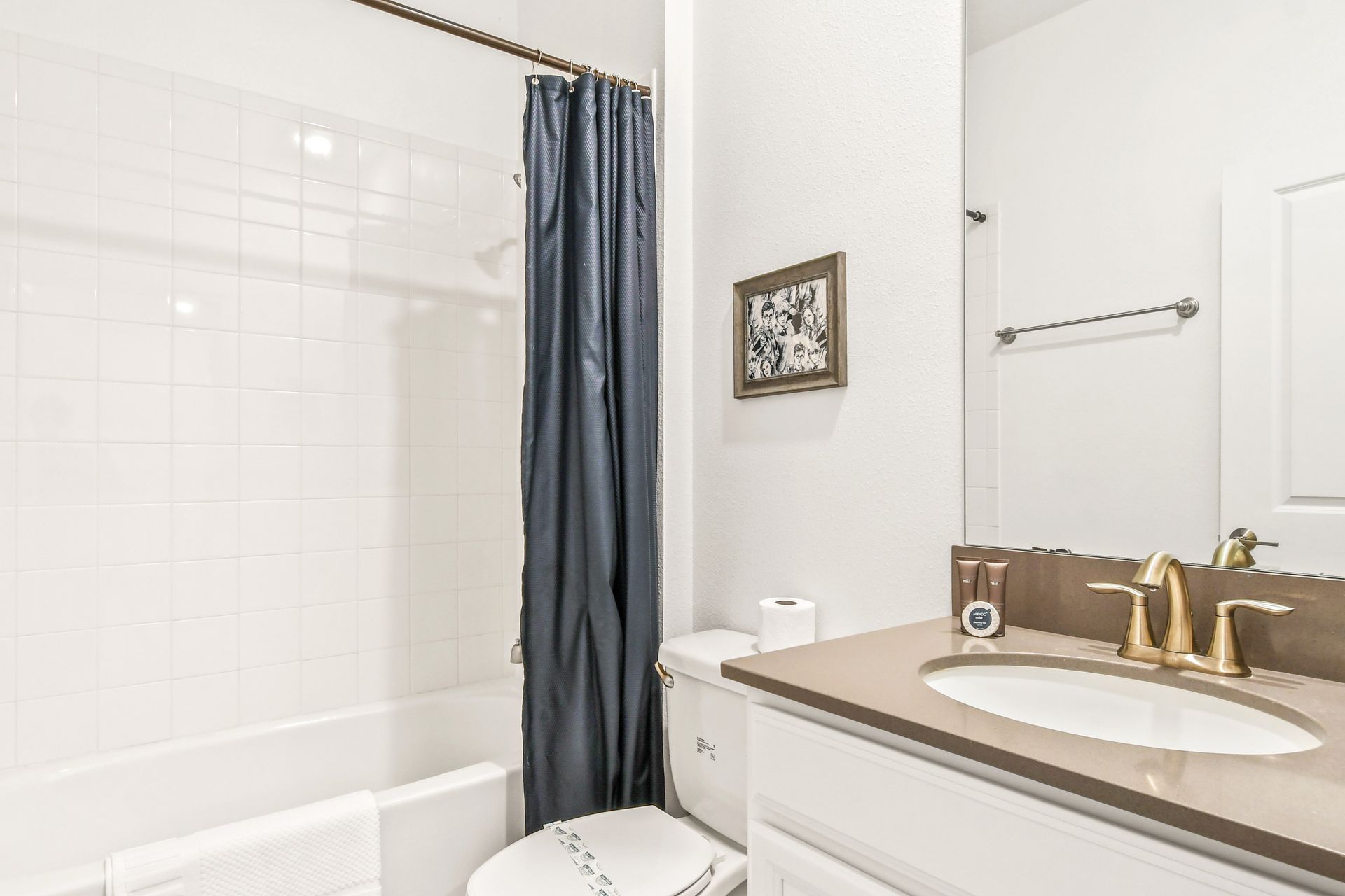 Indulge in luxury in our well-appointed bathroom, providing you with all the amenities you need for a comfortable stay.
