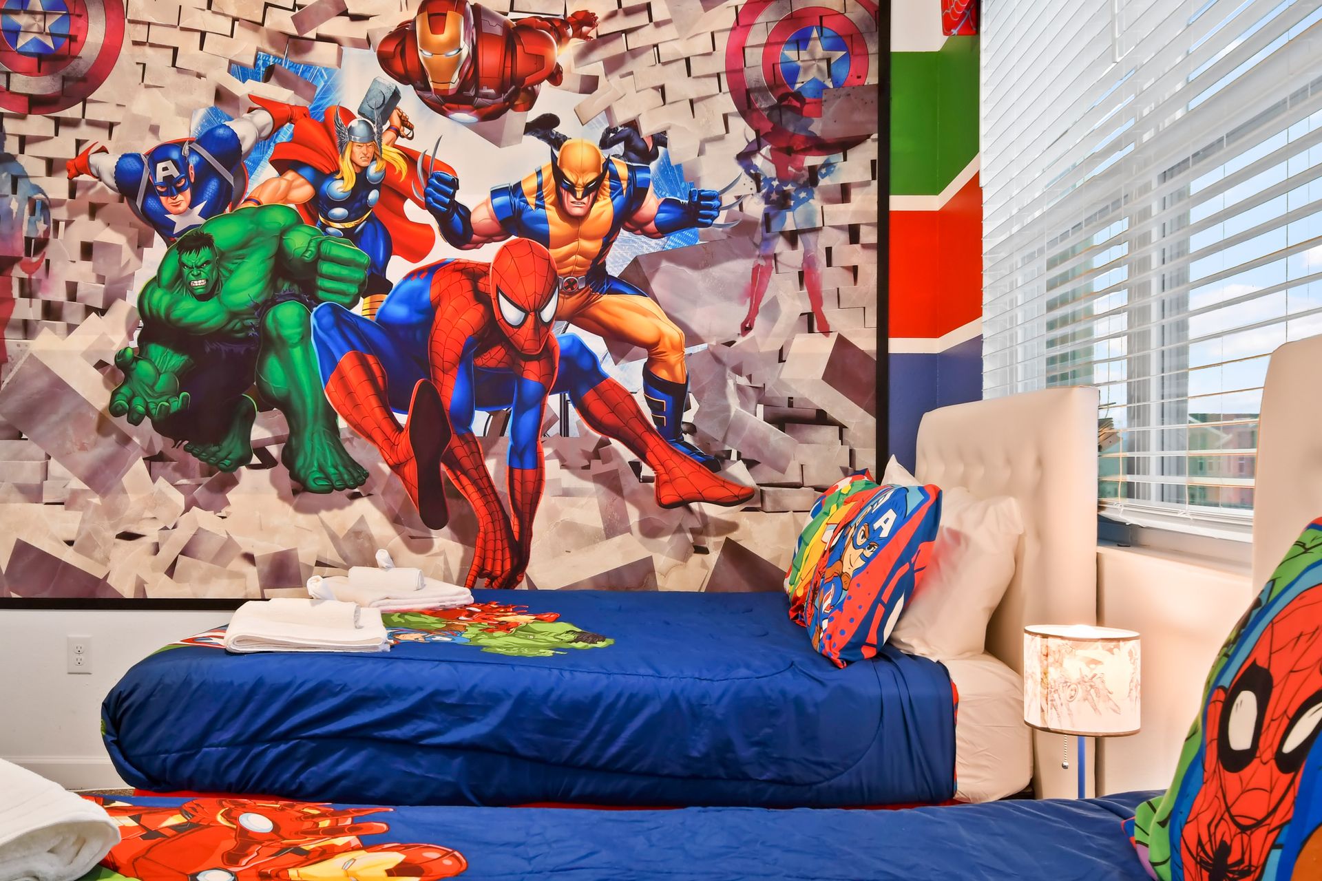 Enjoy the flexibility of our Avengers inspired room, providing you with a comfortable and accommodating stay tailored to your needs.