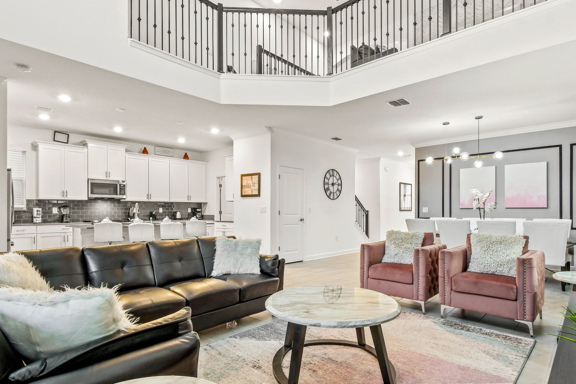 Spacious living room area with cozy sofa, perfect for family reunion