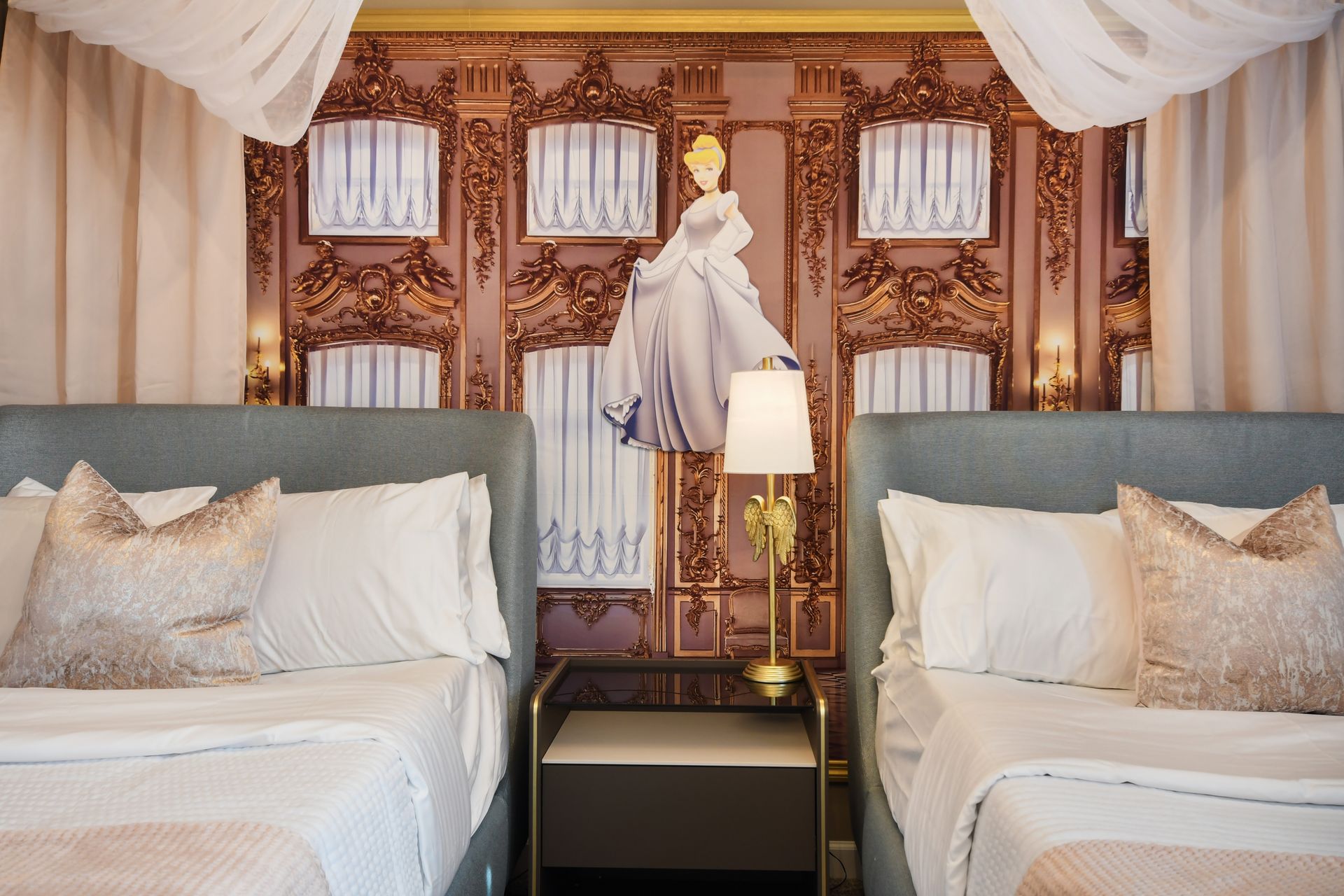 Live like royalty in this enchanting princess-themed room with double queen beds.