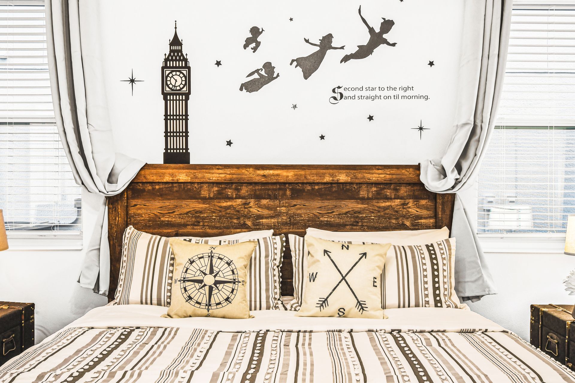 Dreamy Neverland escape with rustic charm and whimsical Peter Pan details.