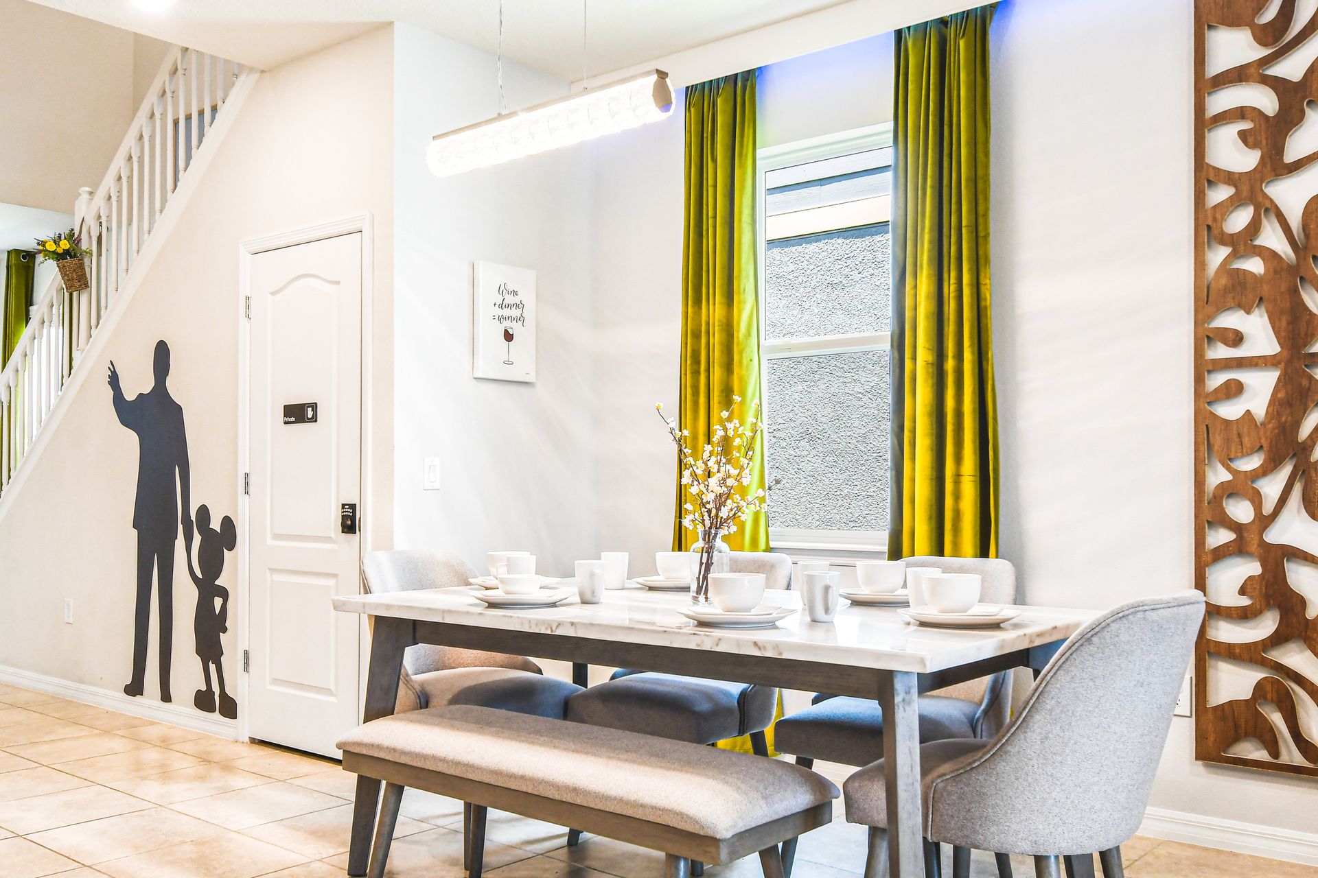 Chic dining space with whimsical decor, perfect for family meals and magical moments!