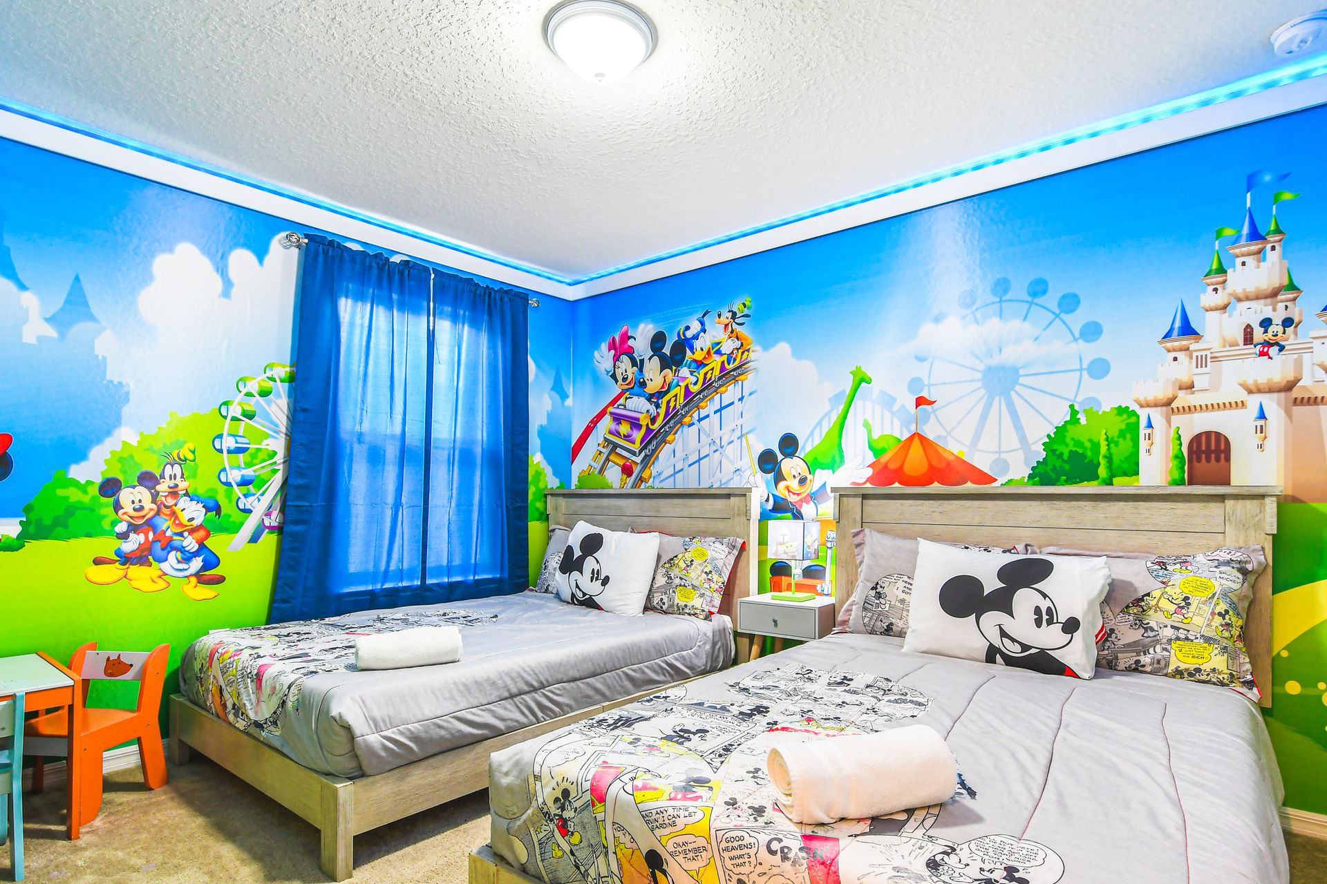 Magical Disney-themed room bursting with color and joy, a perfect kingdom for any little dreamer!