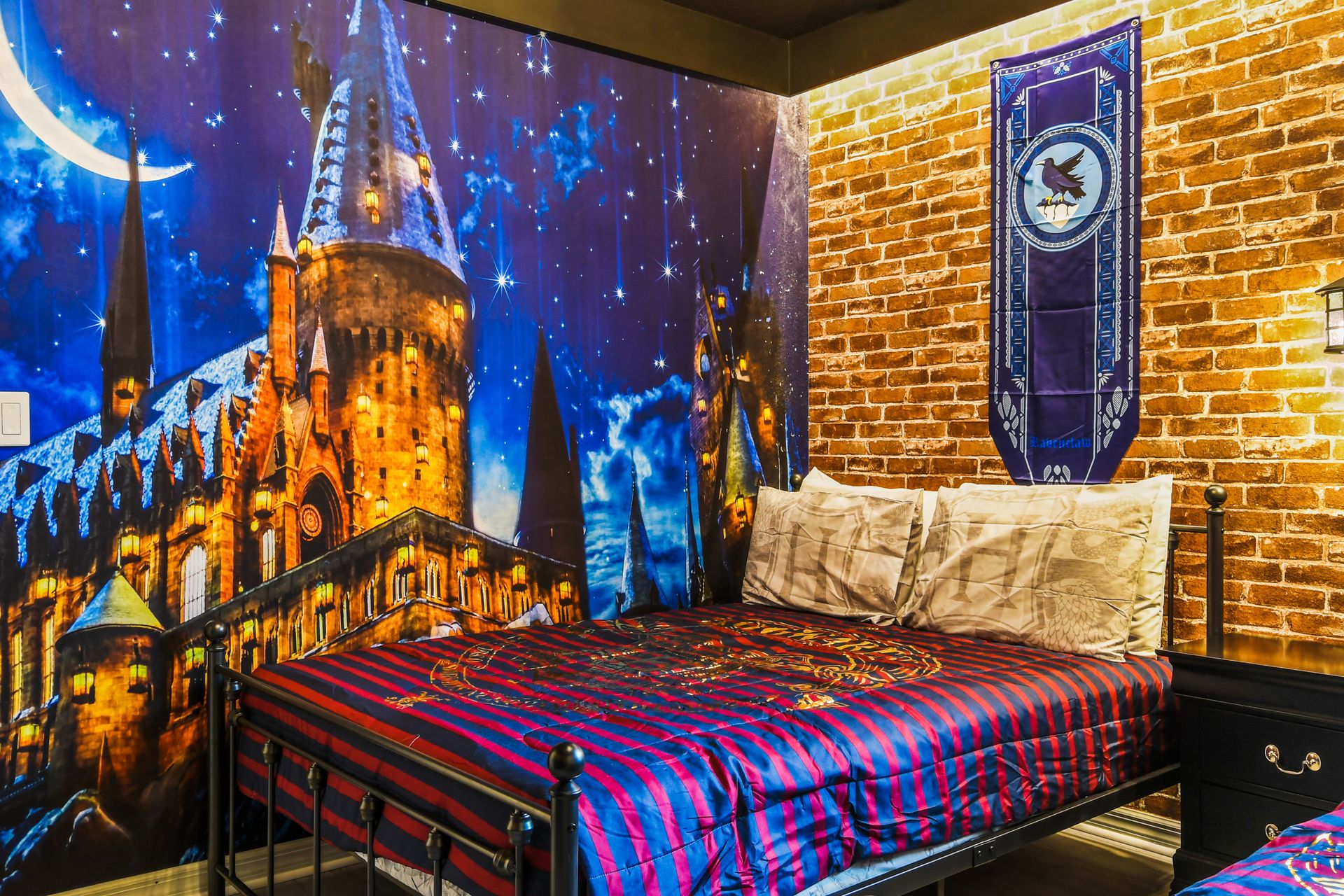 Magical wizard-themed bedroom with enchanted decor, cozy beds, and mystical vibes!