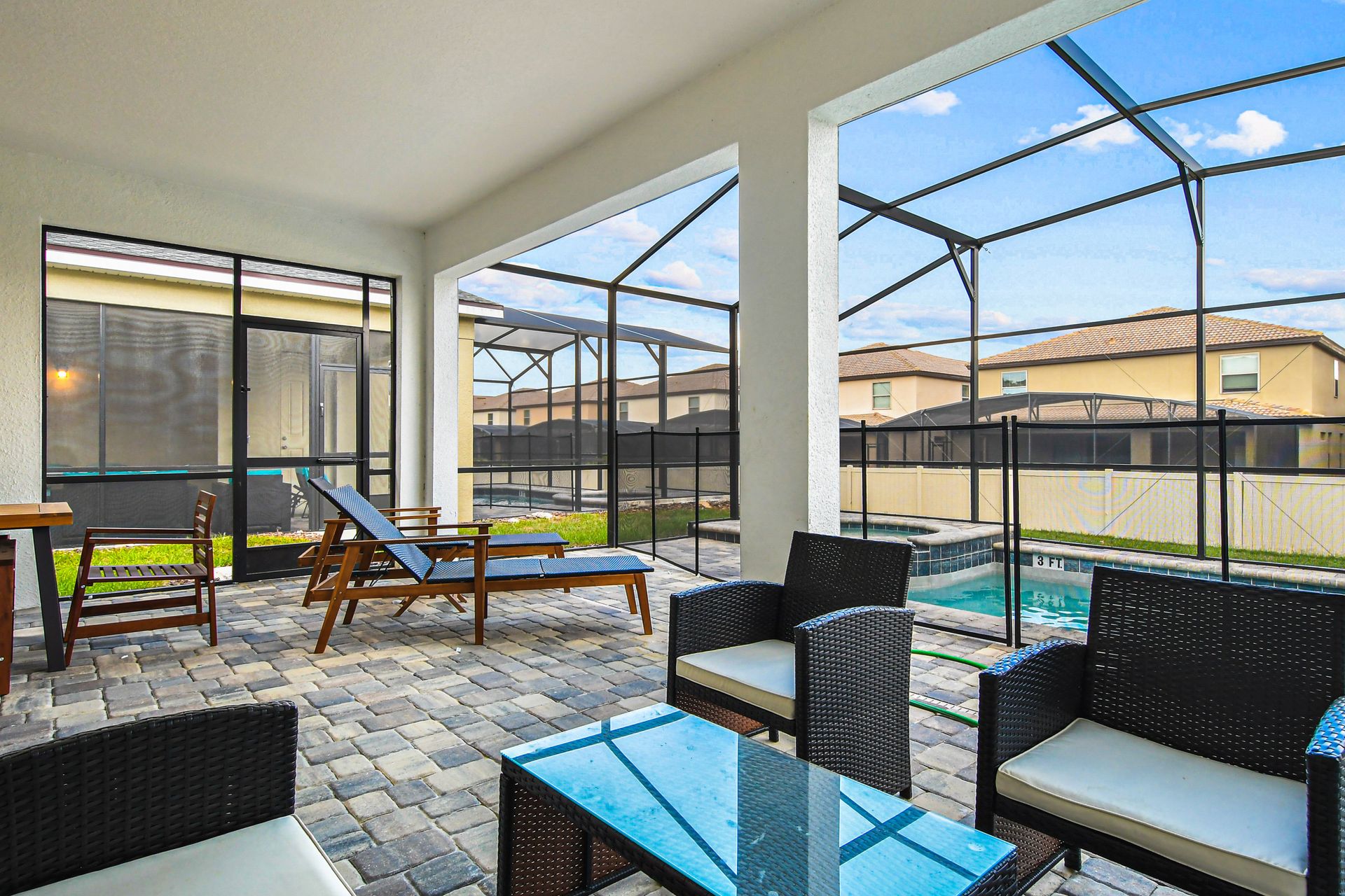 Lounge in comfort with plenty of outdoor seating beside your private pool and spa.
