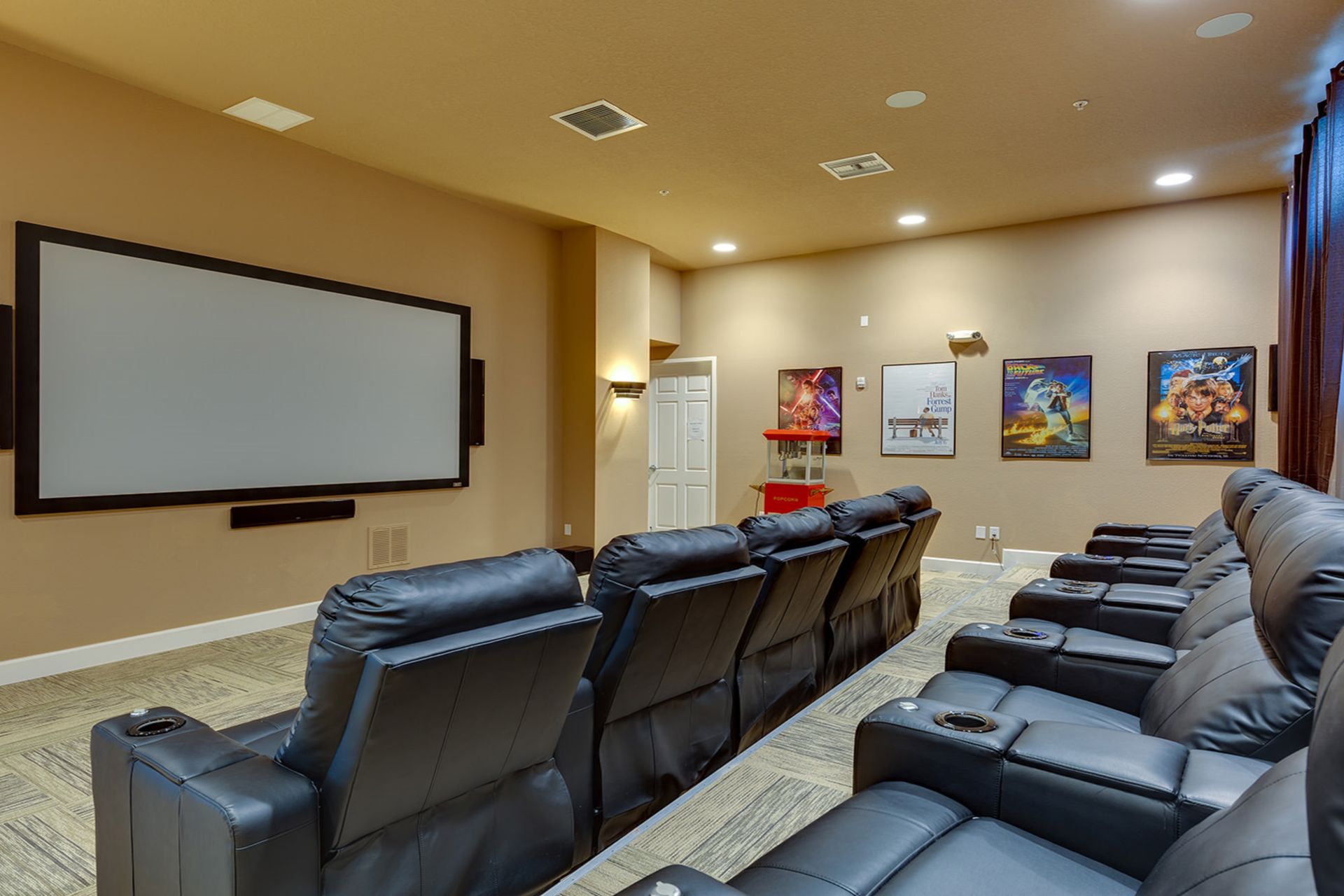 Sit back, relax, and enjoy movies in this cozy private theater!