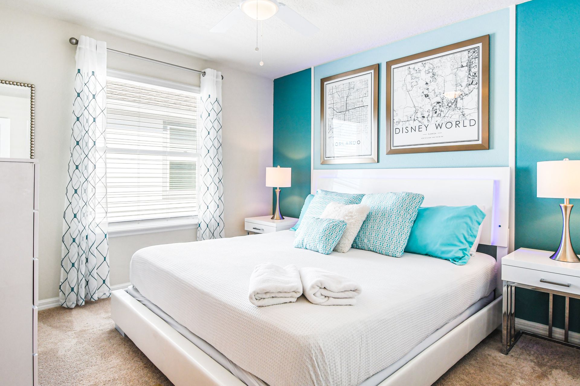 Bright and airy space with stylish decor and refreshing colors.