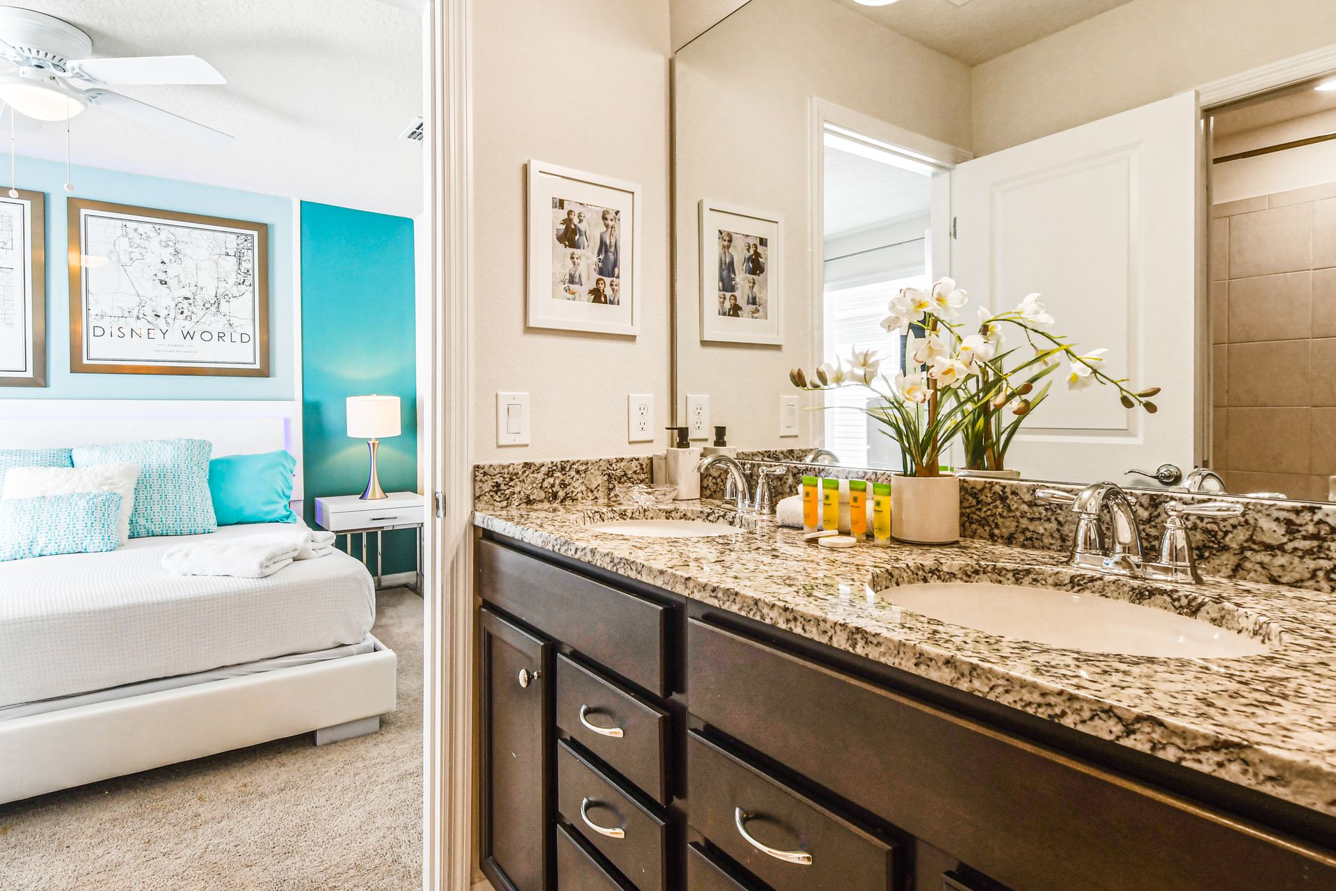 Spacious dual-vanity bathrooms connecting modern comfort to luxury.