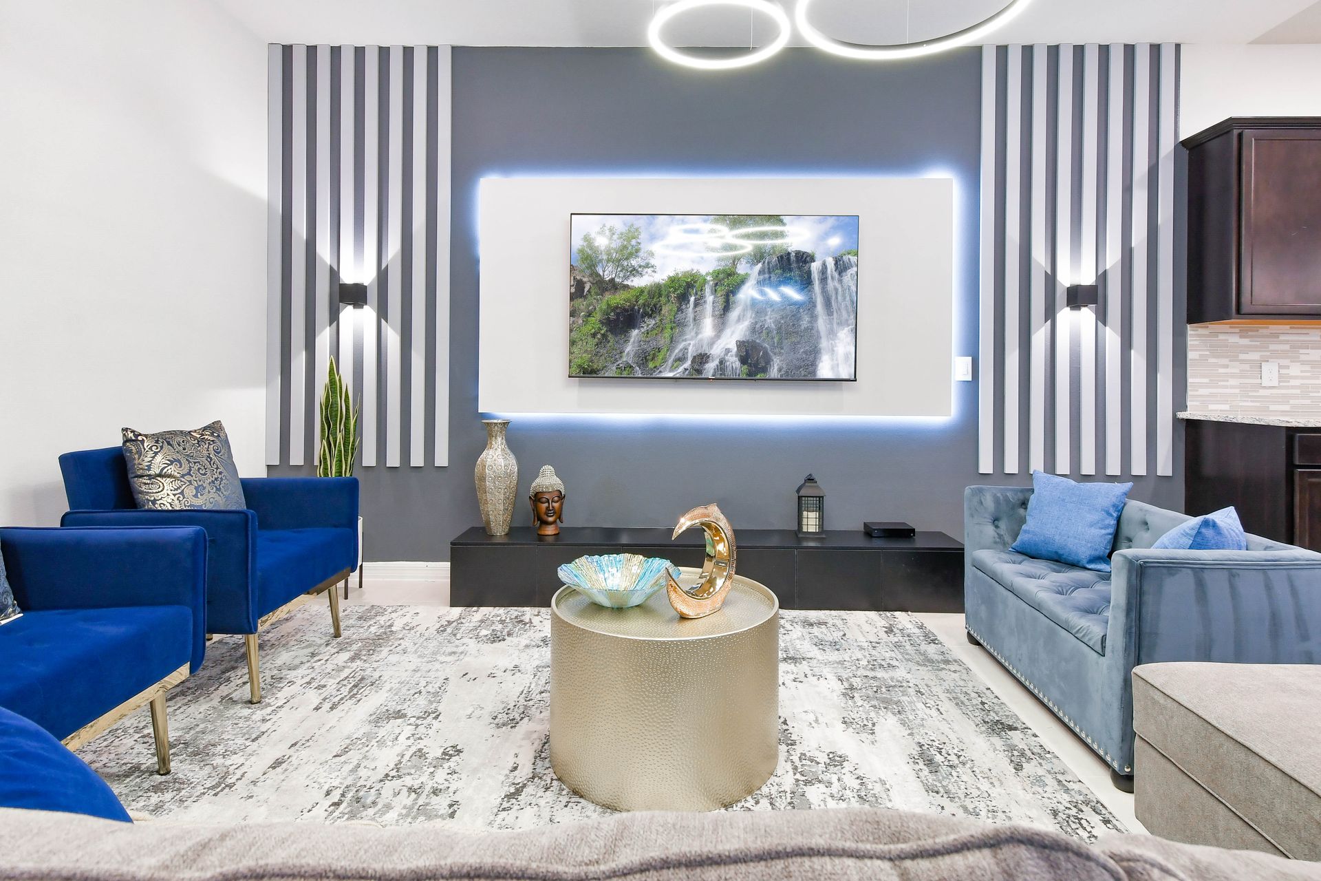 Kick back and relax in our spacious living room, where you can unwind with your favorite book or movie.