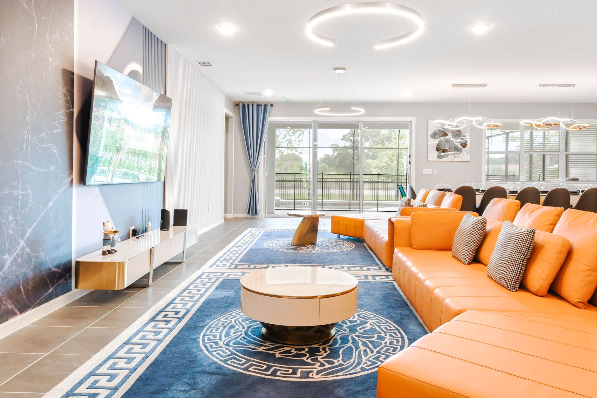 Kick back and relax in our spacious living room, where you can unwind with your favorite book or movie.