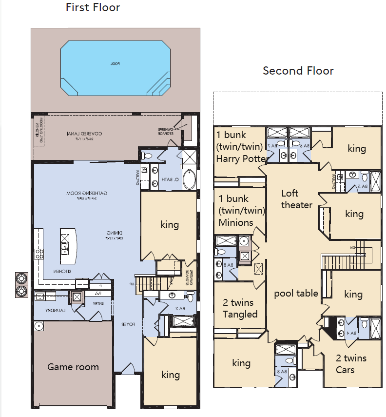 This home is perfectly set up for large groups or families, with entertainment and comfort on every level.