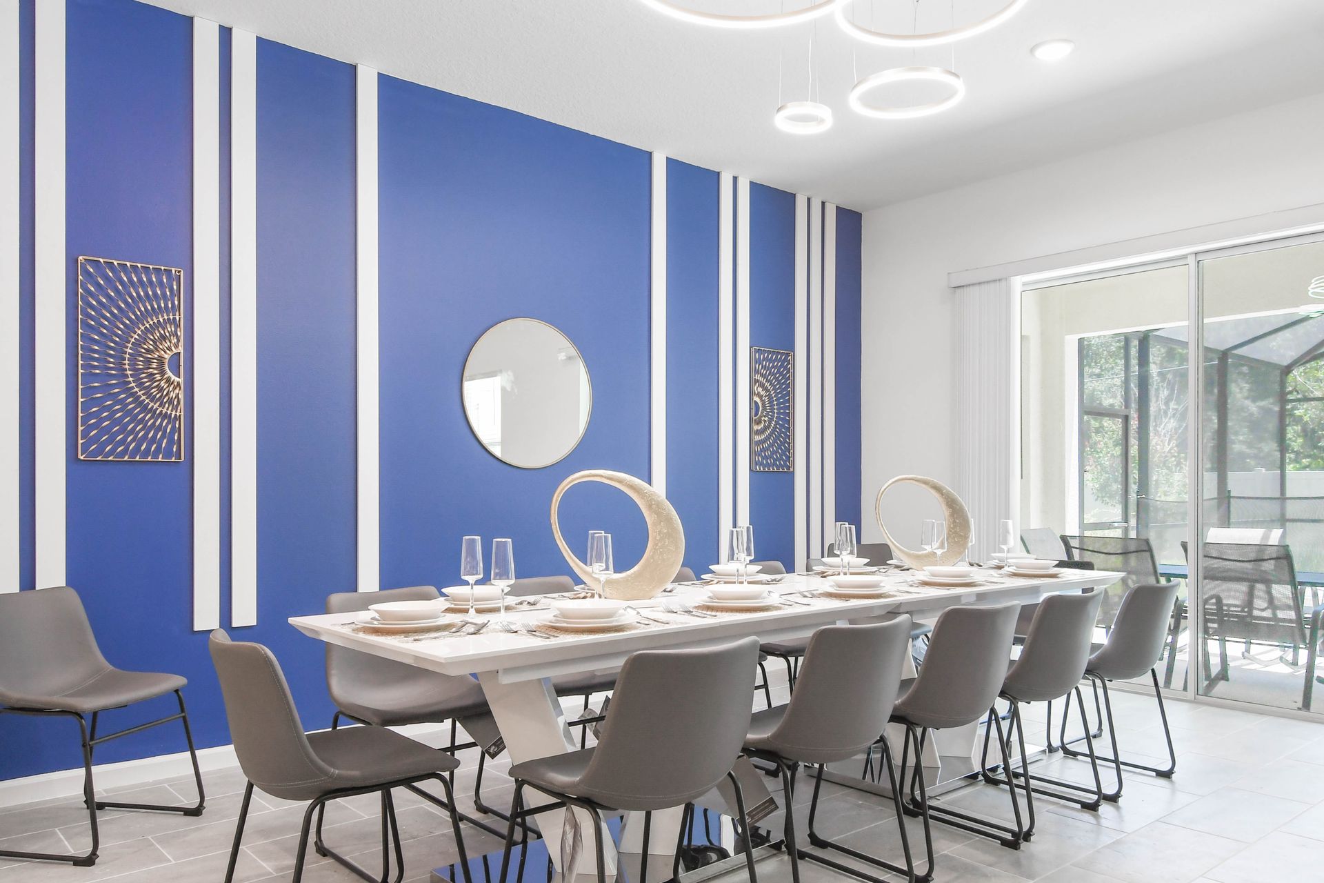 Host memorable family dinners in this spacious dining area, complete with stylish decor and ample seating for everyone to enjoy.