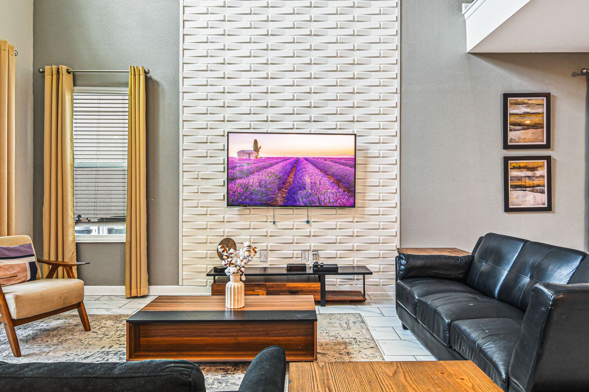 Make yourself at home in our comfortable living room, perfect for lounging and enjoying leisurely moments.