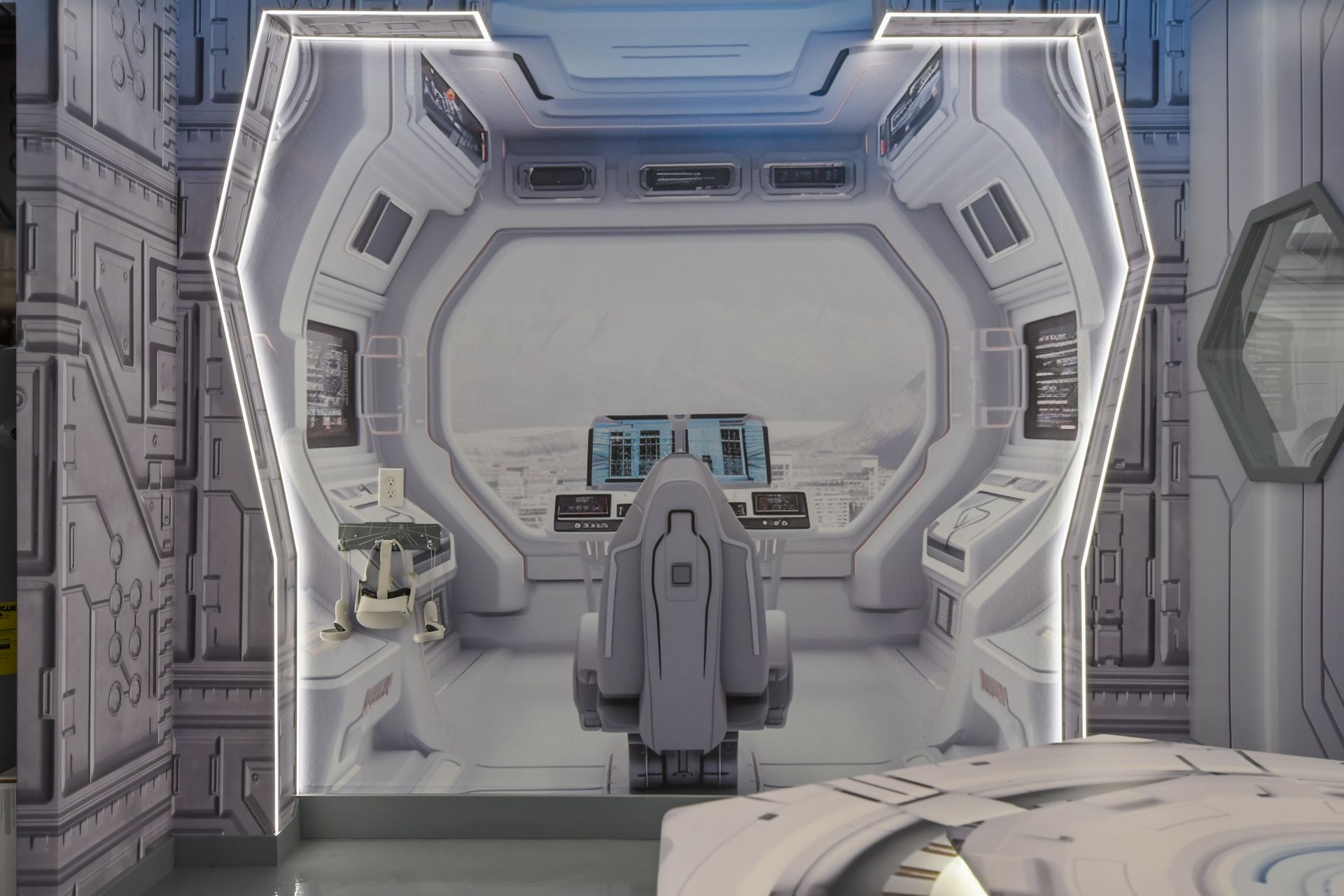 Step into a galaxy far, far away with this epic space-themed VR gaming setup!