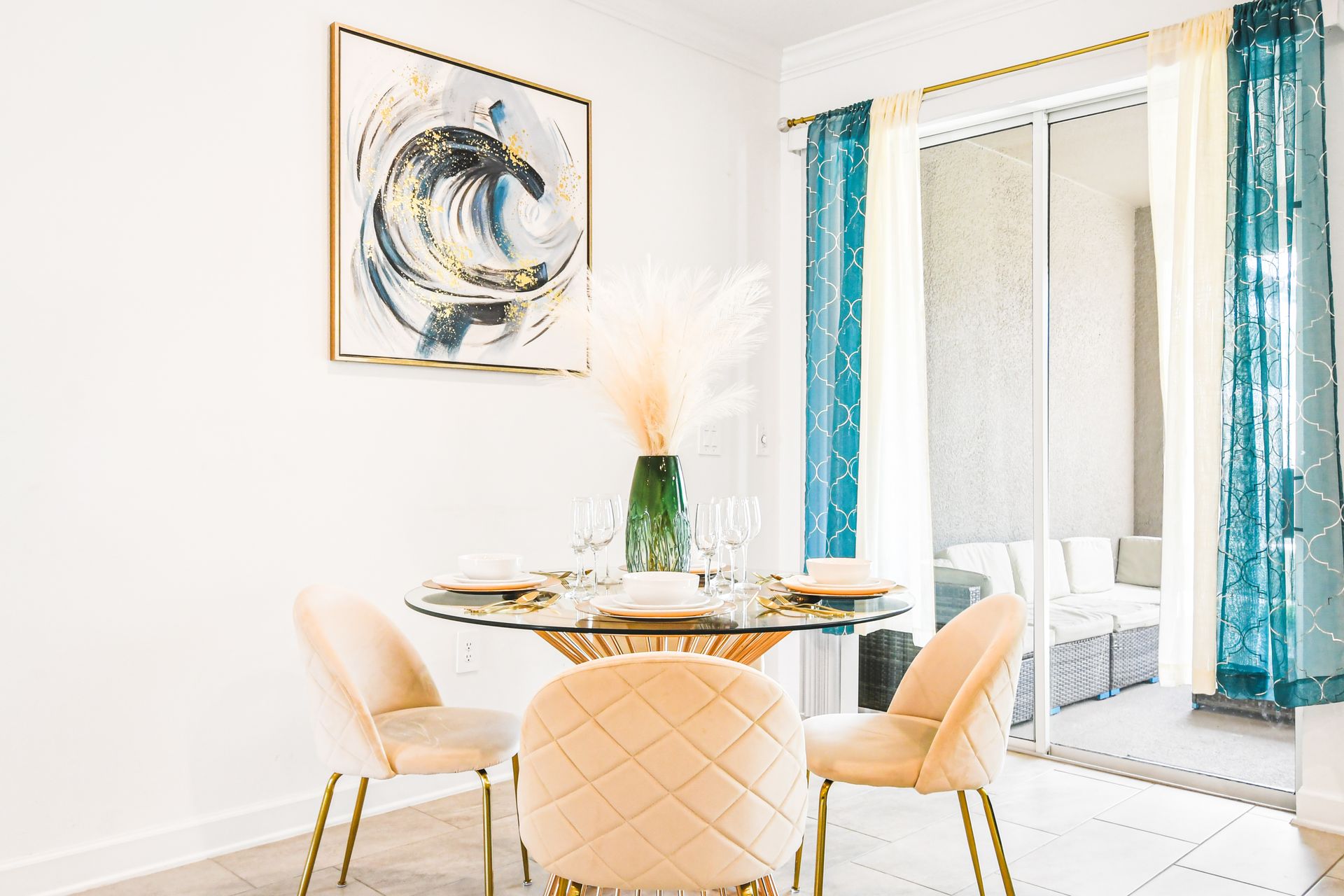 Savor your coffee and reconnect with loved ones in a cozy setting—a four-seater dining area with a view overlooking the private pool.