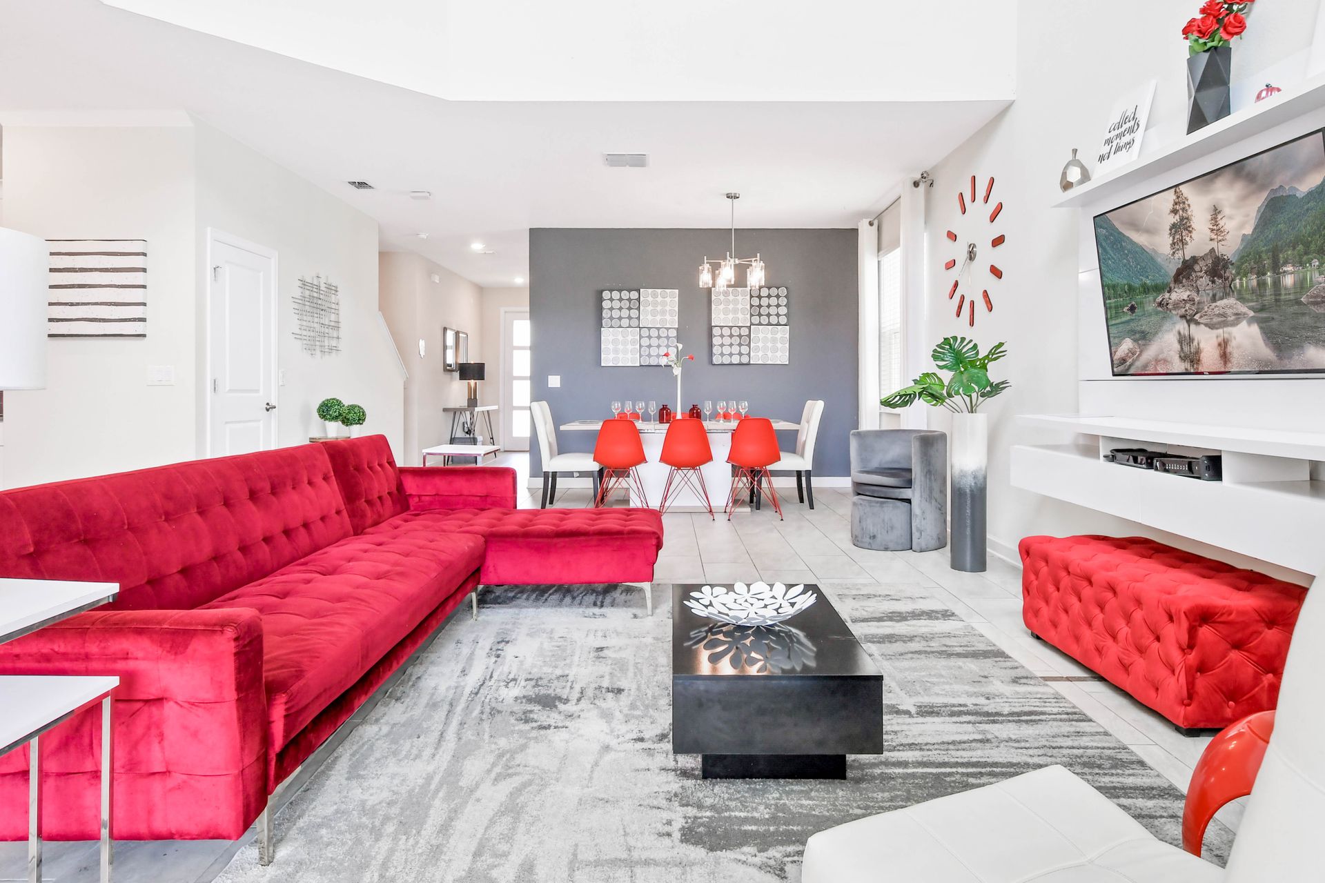 Relax in style in our elegant living room, providing you with a welcoming ambiance during your stay.