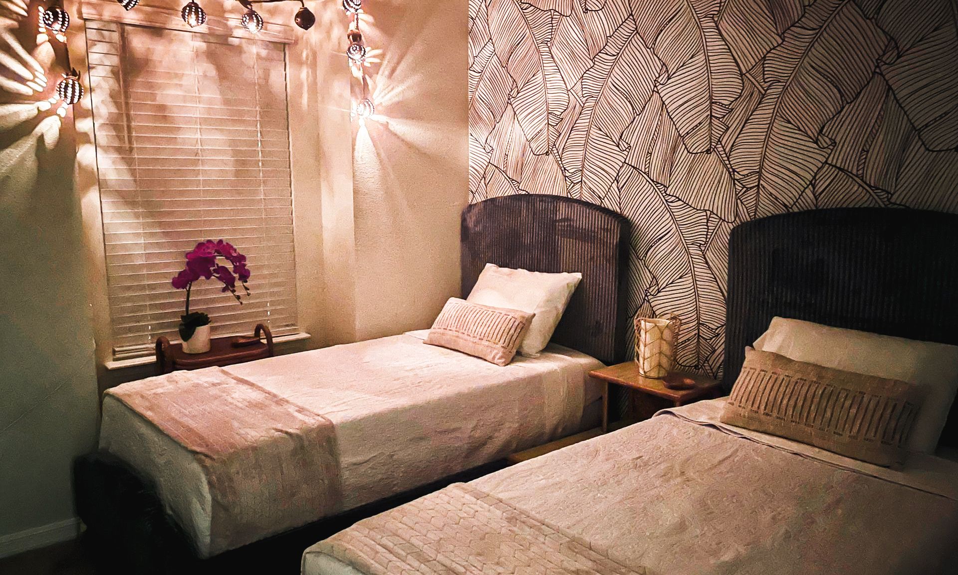 Comfortable arrangement with two twin beds, providing versatile sleeping options for guests