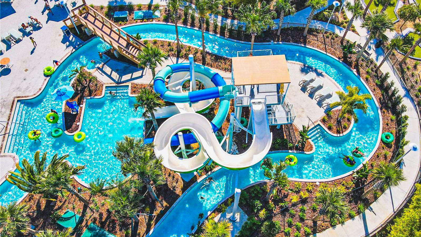 Resort Pool Slides: Enjoy exhilarating fun with water slides.