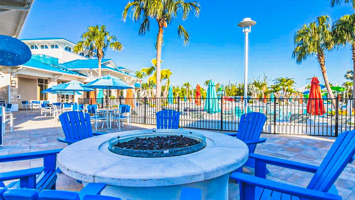 Resort Firepit: Gather around the warmth in style with comfortable seating.